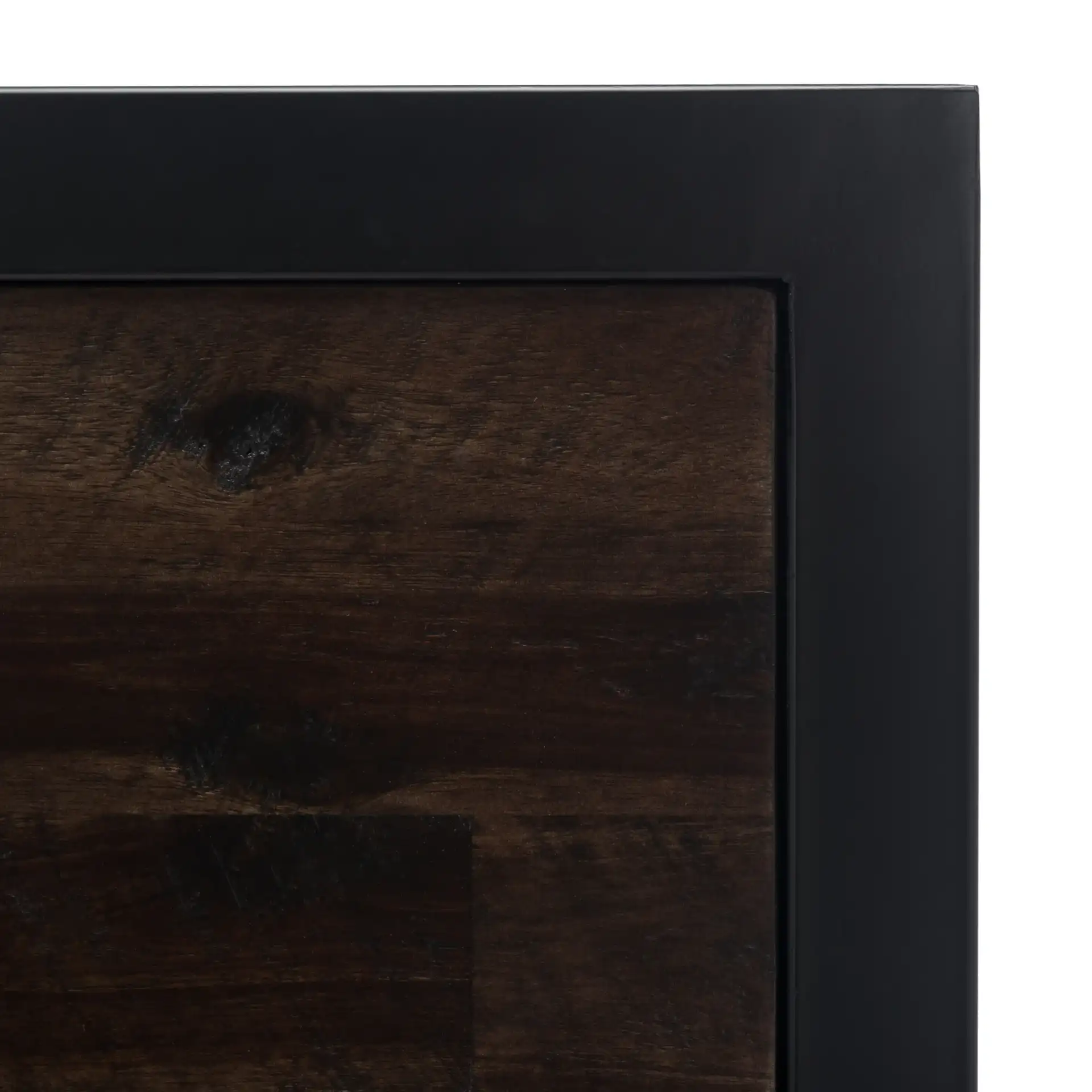 Emmarose Storage Platform Bed in Chocolate Brown / Black in a styled room