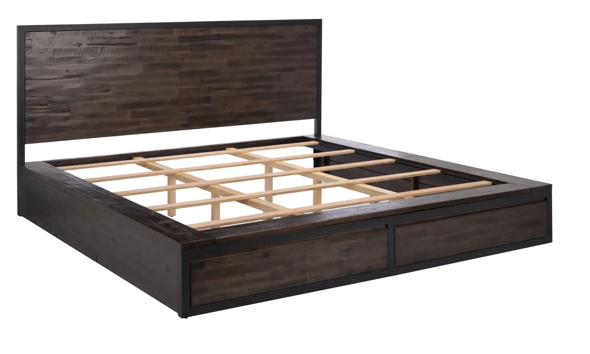 Emmarose Storage Platform Bed in Chocolate Brown / Black