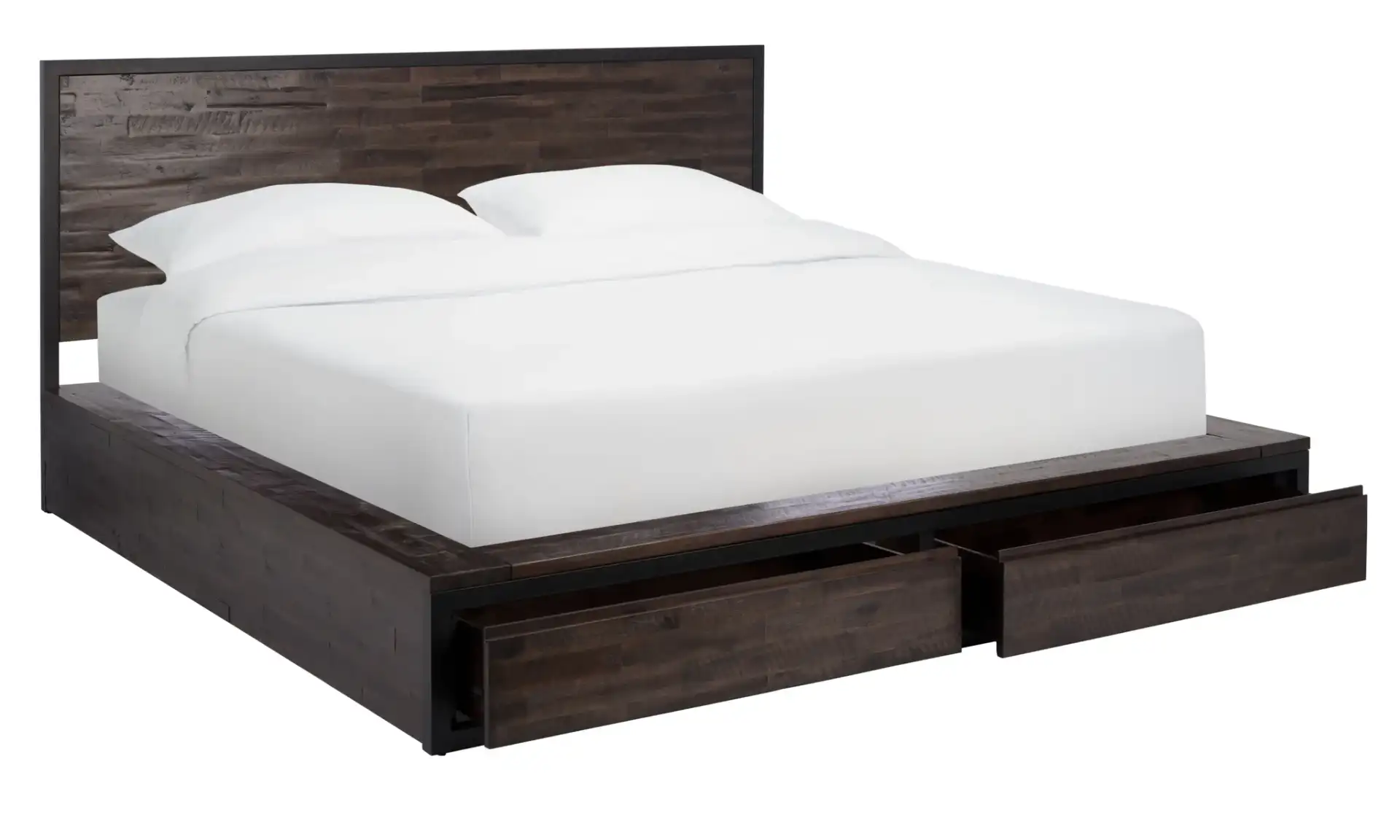 Emmarose Storage Platform Bed in Chocolate Brown / Black, detail view