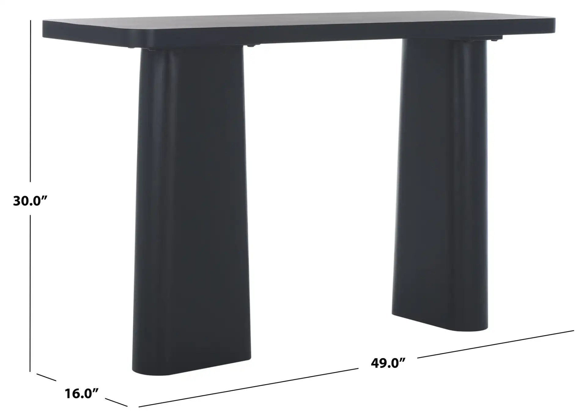 Martinelli Wood Console Table in Black, detail view