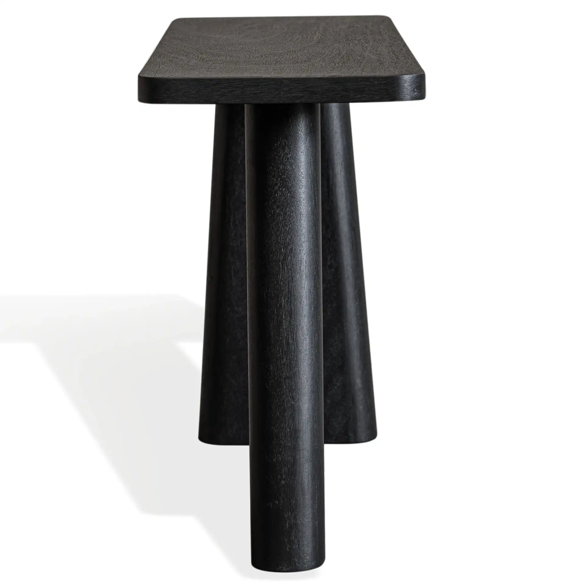 Martinelli Wood Console Table in Black, detail view