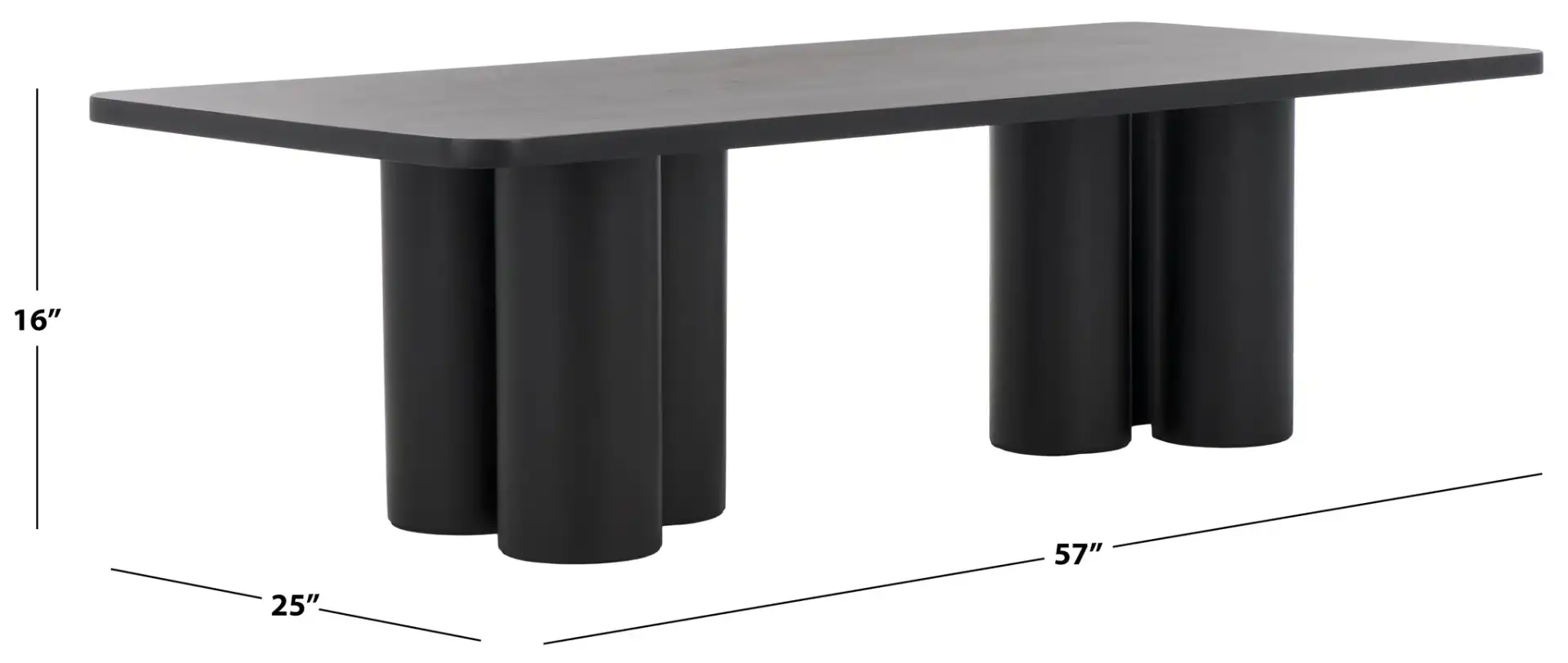 Kathalina Wood Coffee Table in Black, detail view