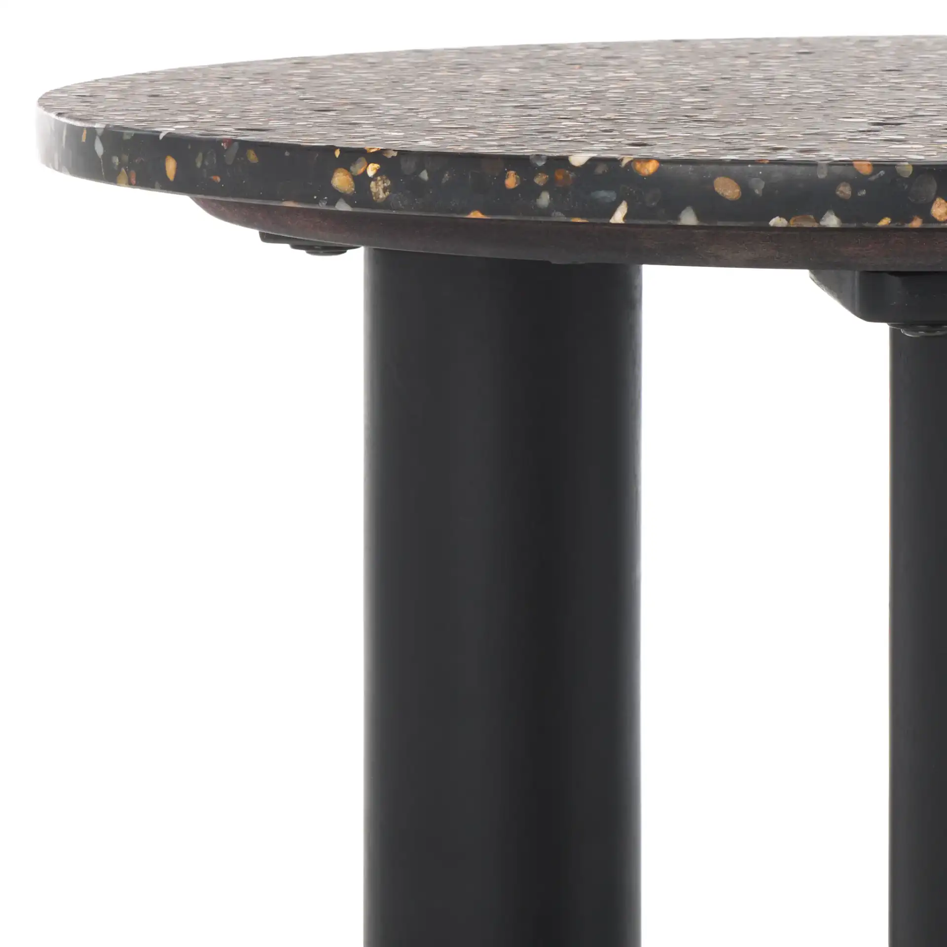 Kathalina Terrazzo Accent Table in Black in a styled room