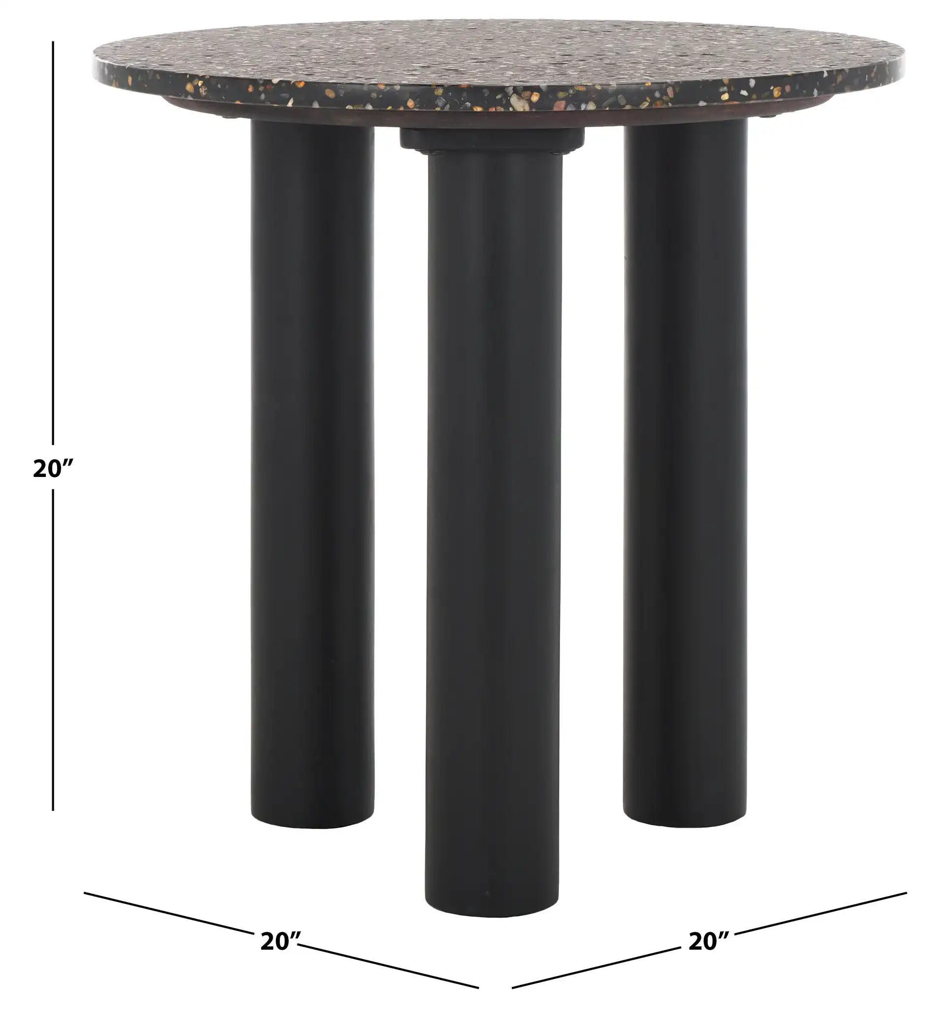 Kathalina Terrazzo Accent Table in Black, detail view