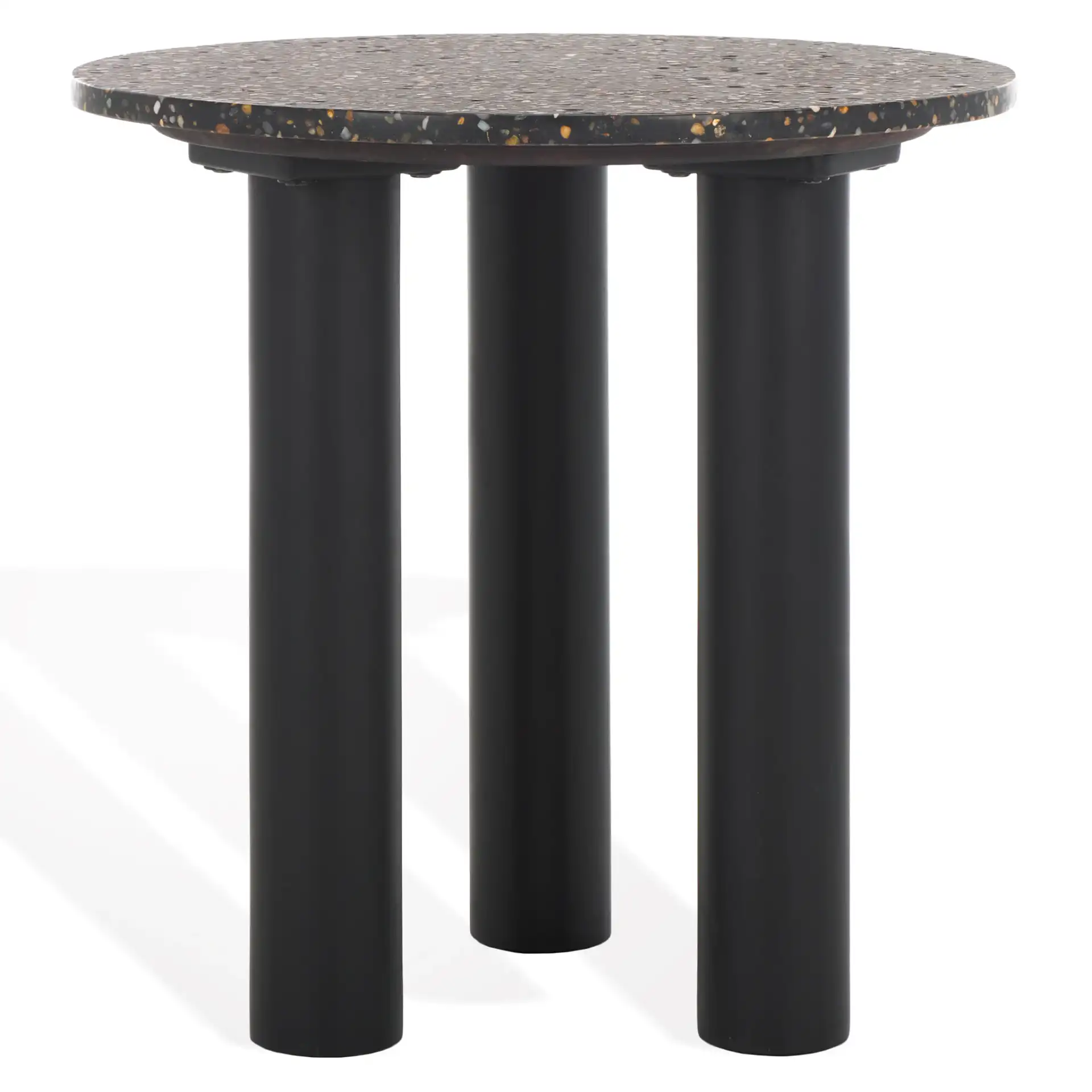 Kathalina Terrazzo Accent Table in Black, detail view