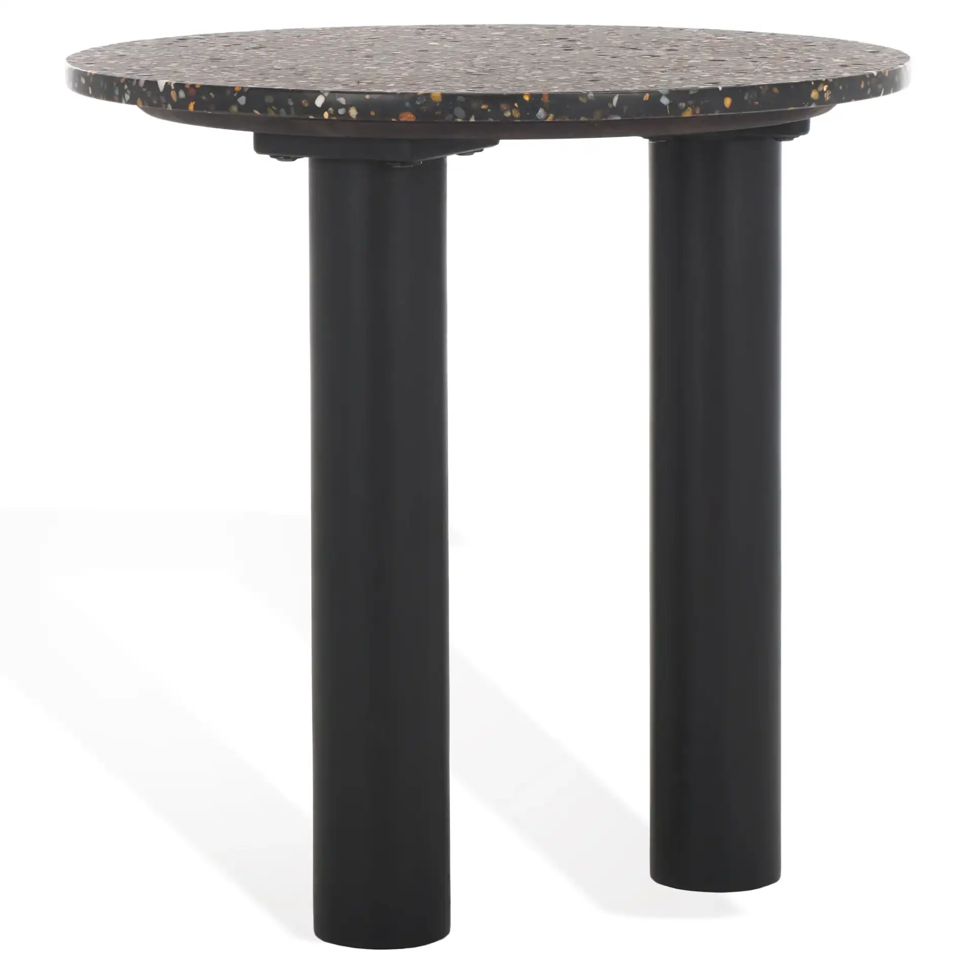 Kathalina Terrazzo Accent Table in Black, detail view