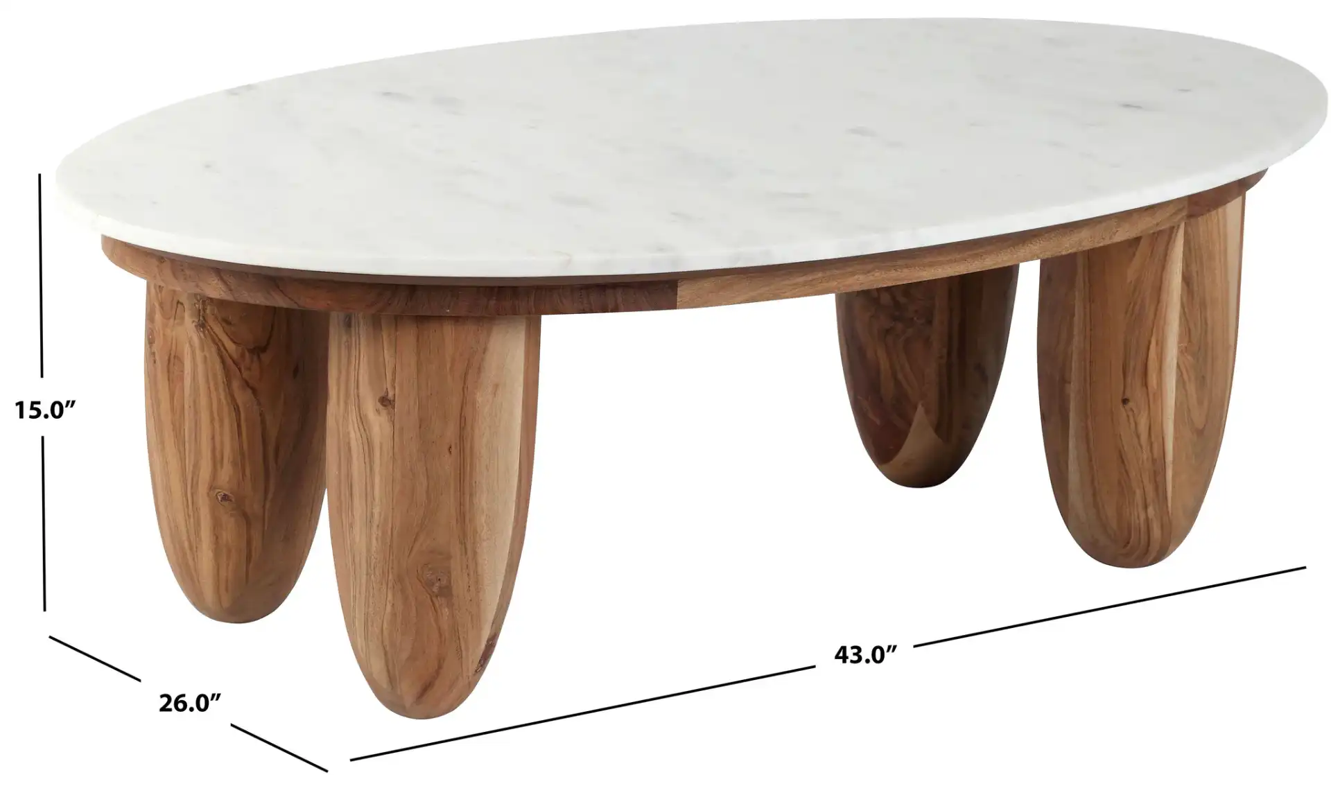 Hobbes Marble Top Coffee Table in Black / White, detail view