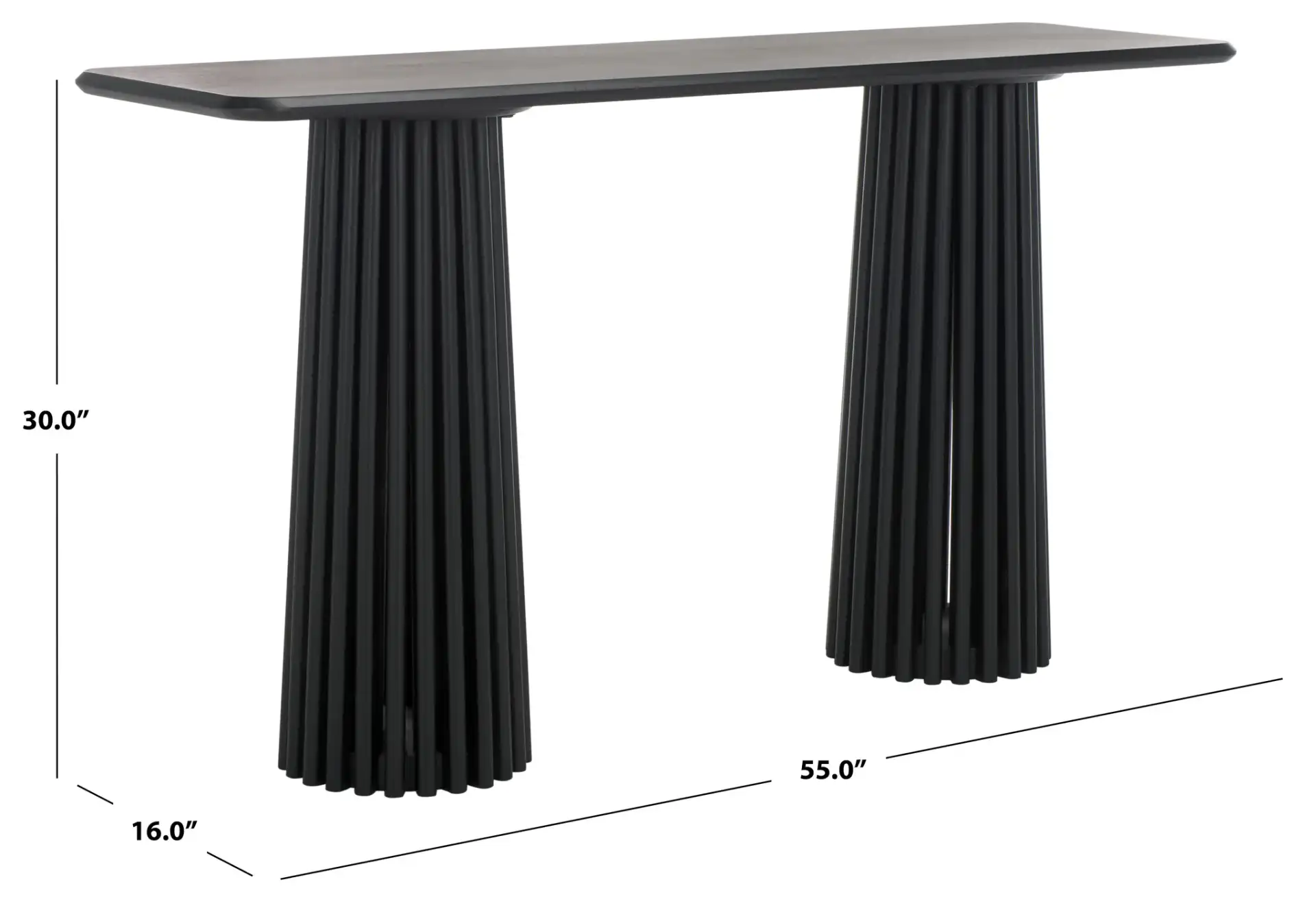 Penelope Wood Console Table in Black, detail view