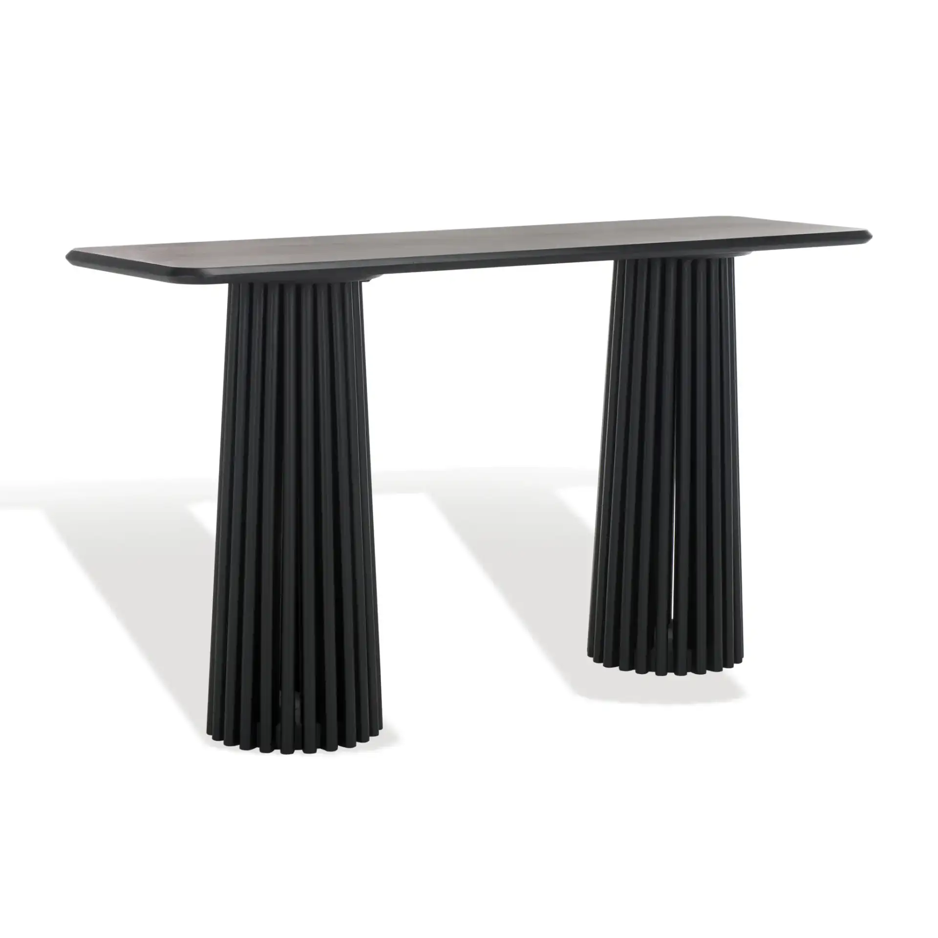 Penelope Wood Console Table in Black, detail view