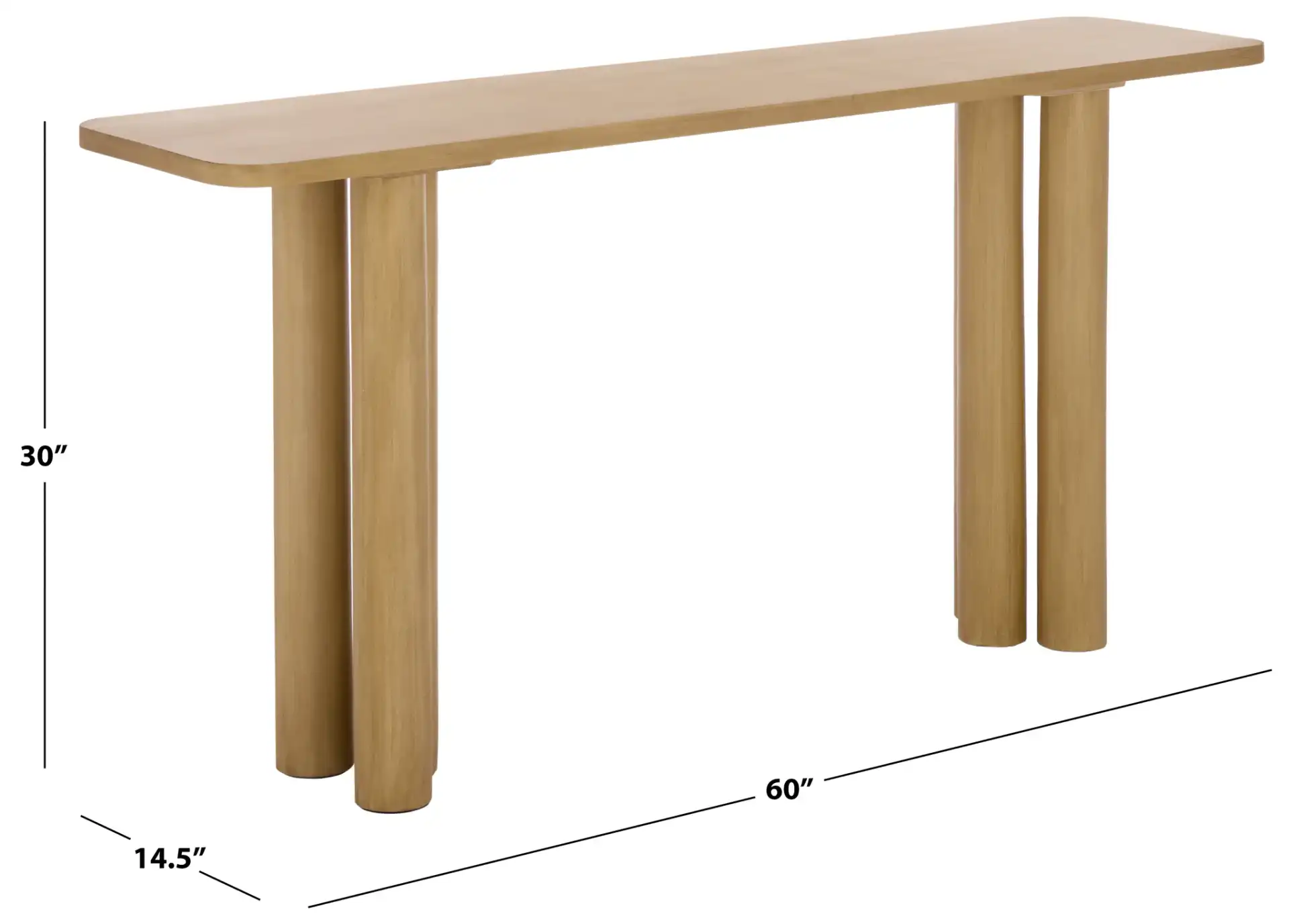 Kathalina Rect Wood Console in Natural, detail view