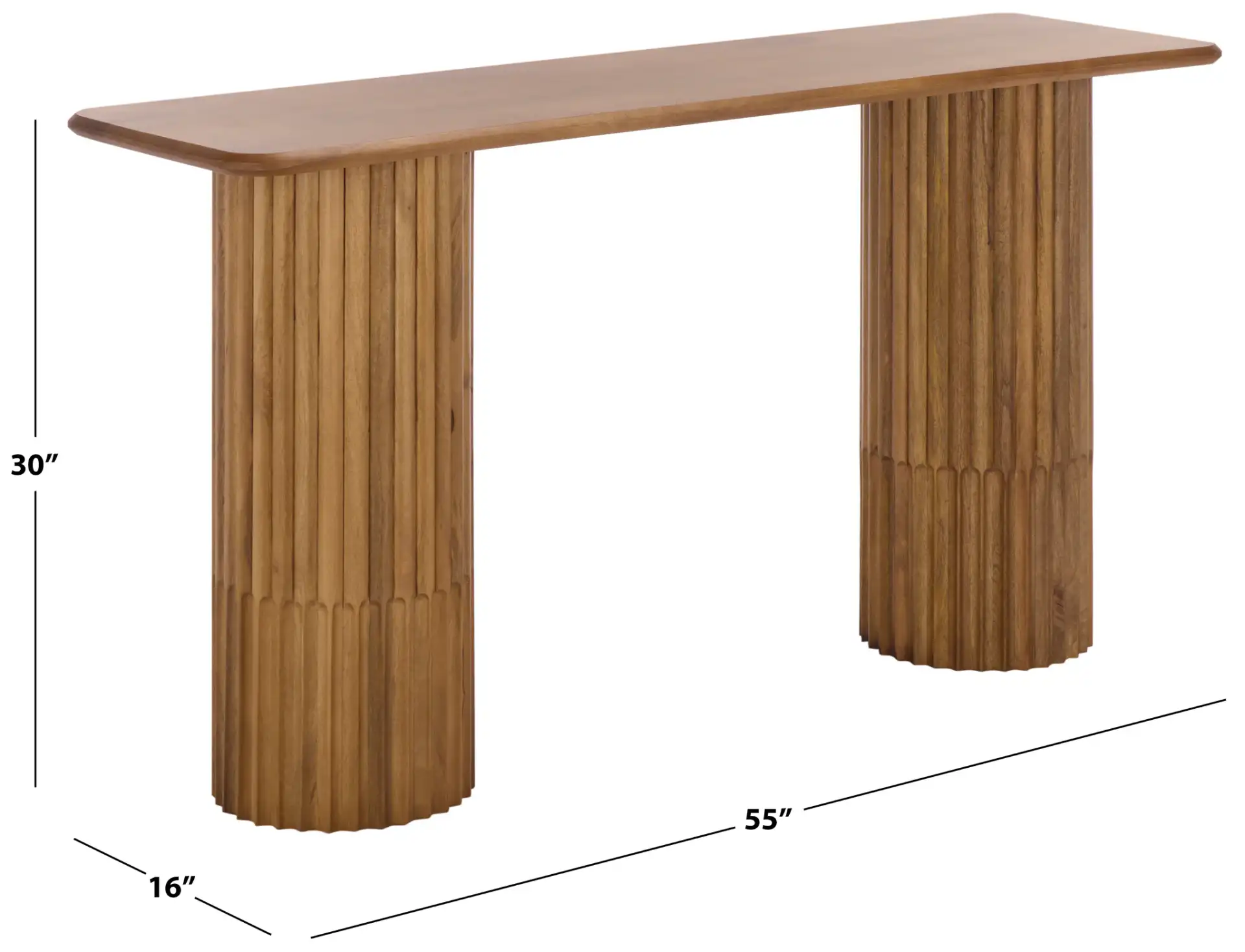 Treyshawn Console Table in Walnut, detail view