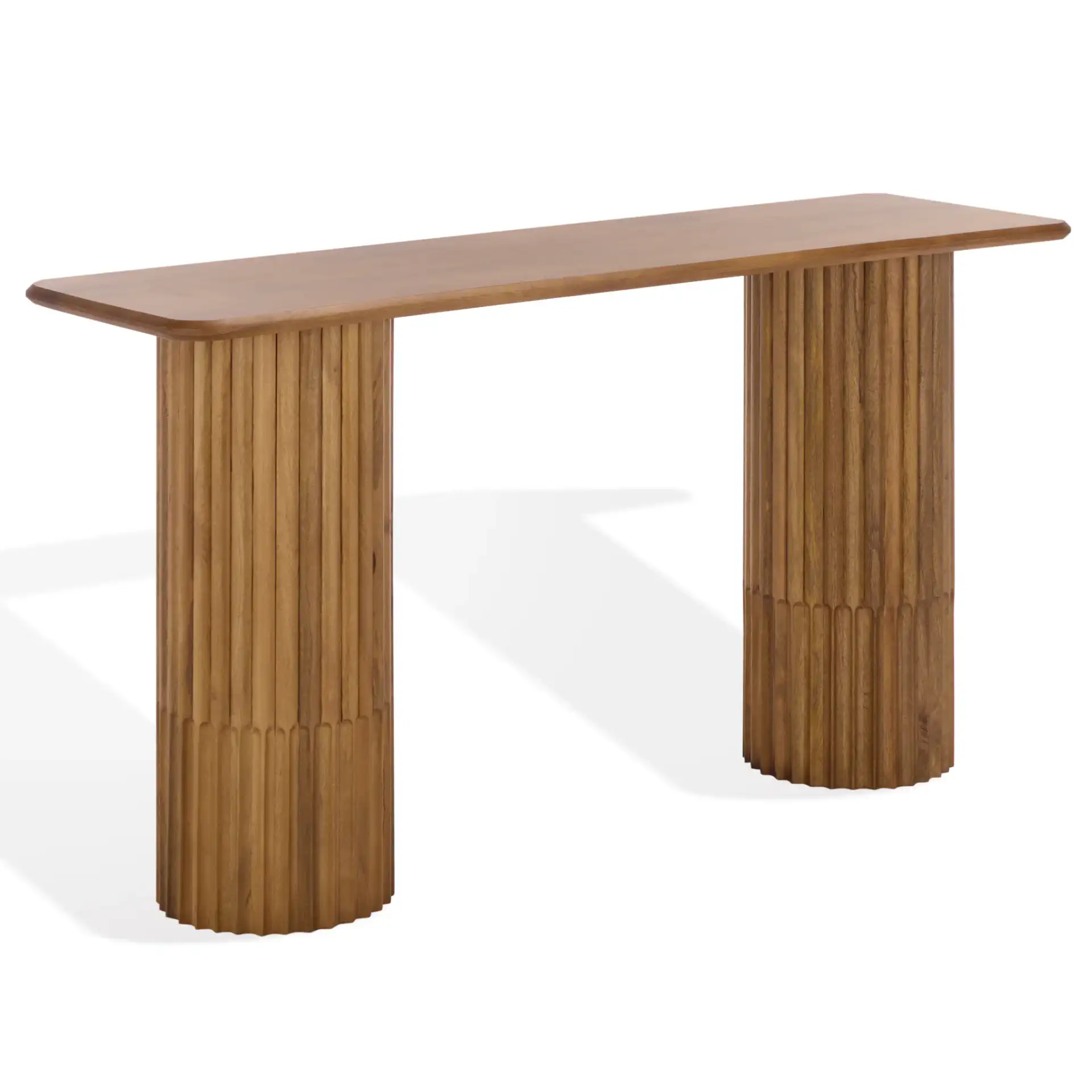 Treyshawn Console Table in Walnut, detail view