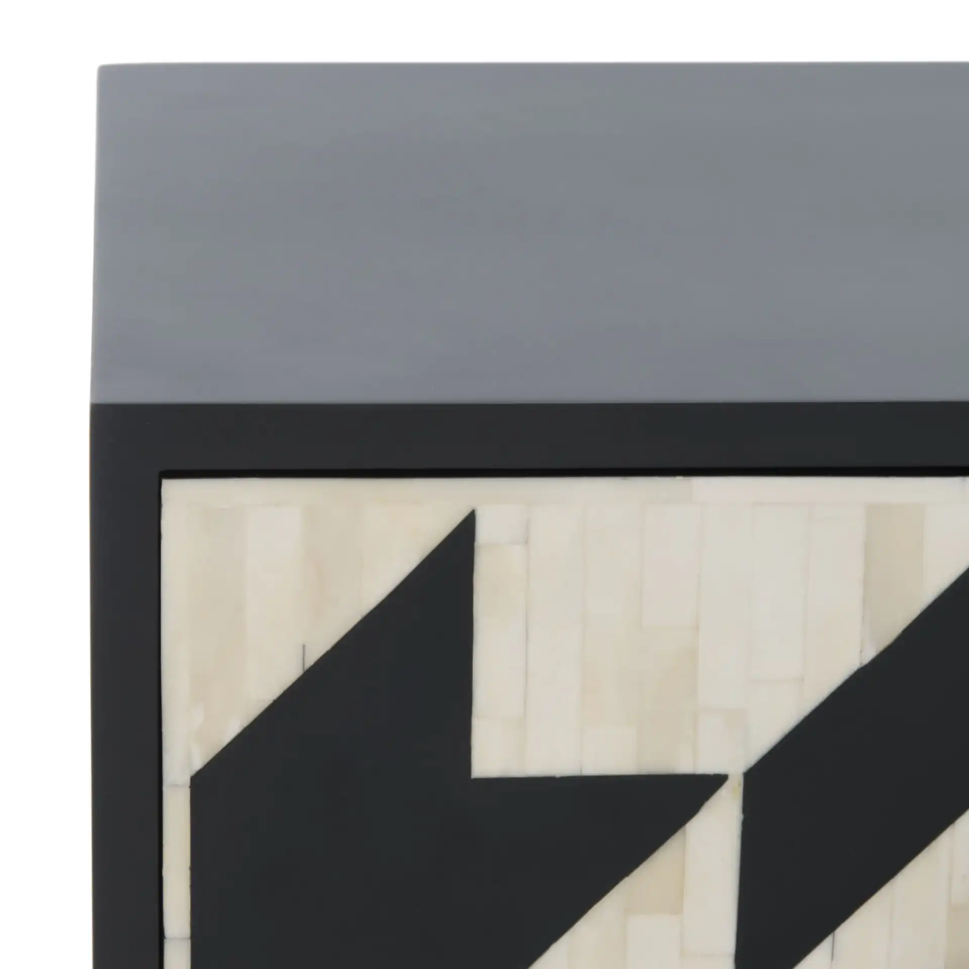 Kimori Two-Drawer Nightstand in Black / White in a styled room
