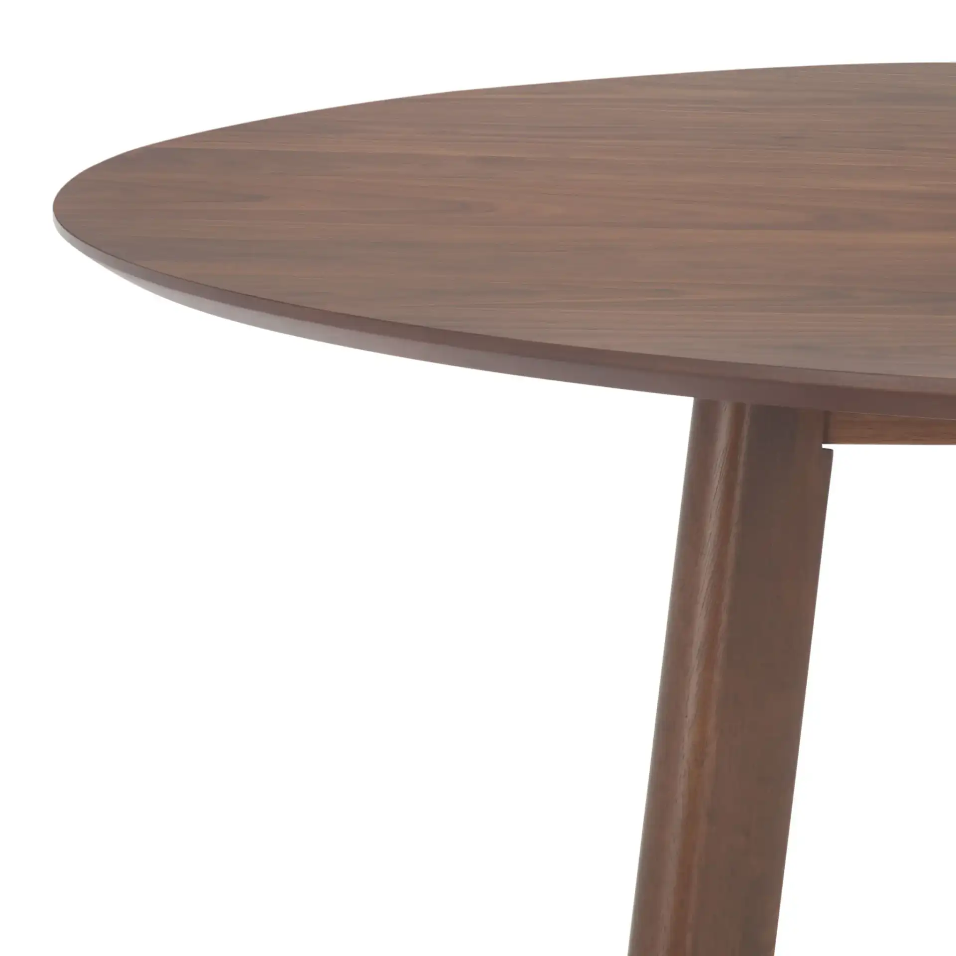 Jessbrina Round Wood Dining Table in Walnut in a styled room