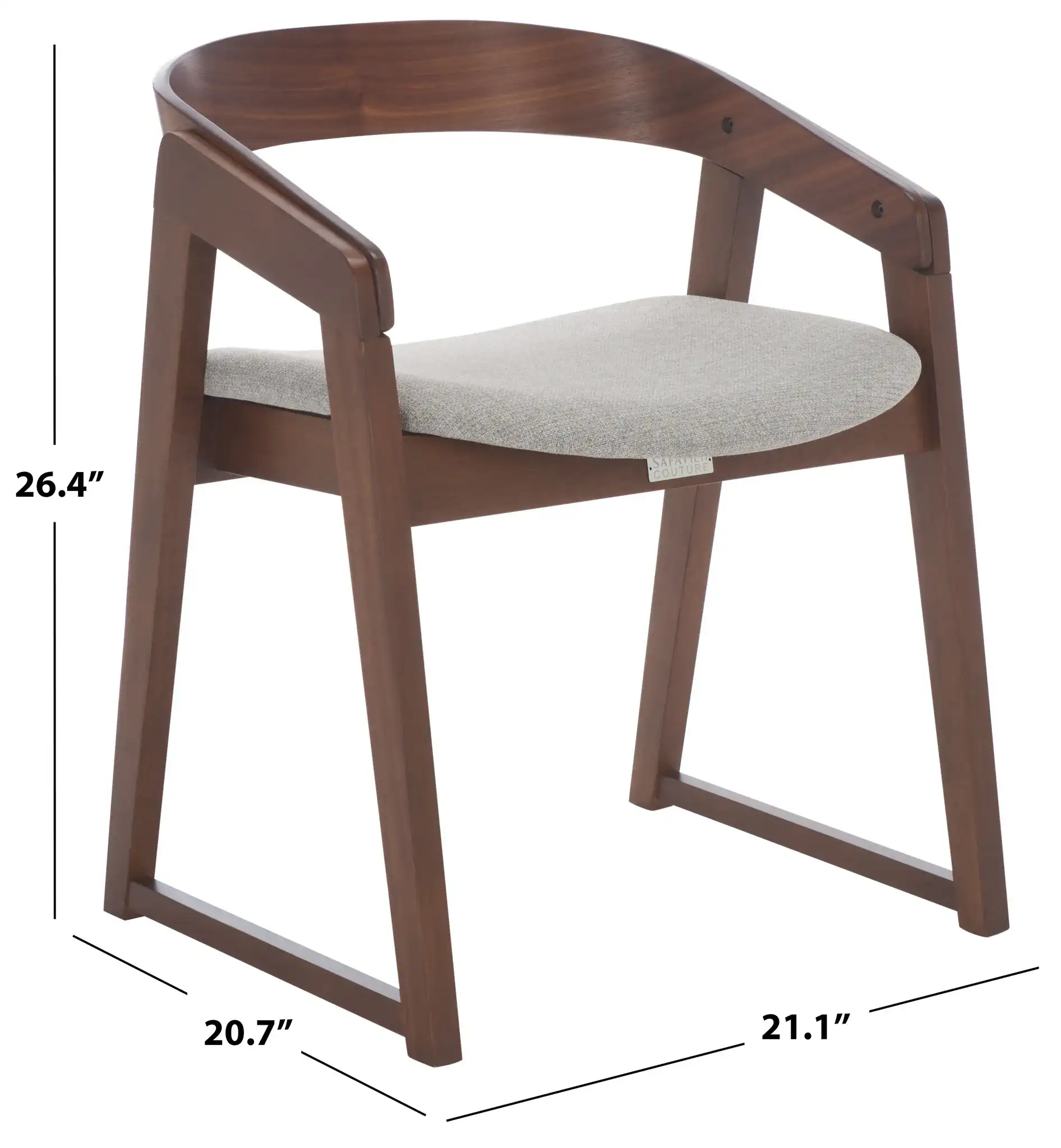 Hildabryna Wood Dining Chair (Set of 2) in Walnut / Light Gray, detail view