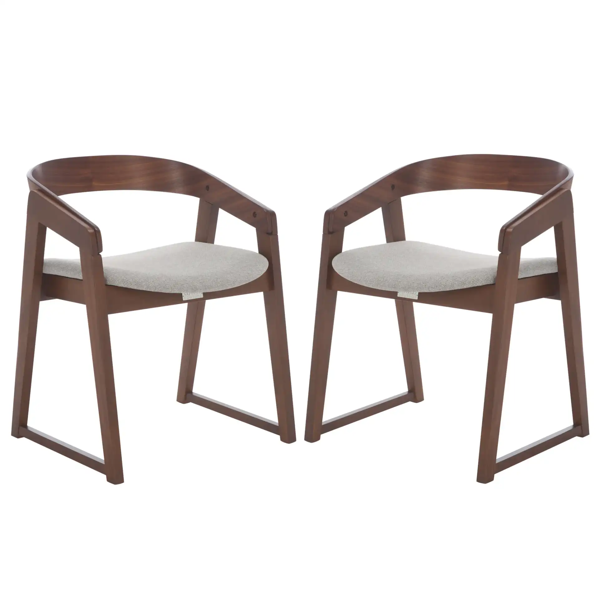 Hildabryna Wood Dining Chair (Set of 2) in Walnut / Light Gray