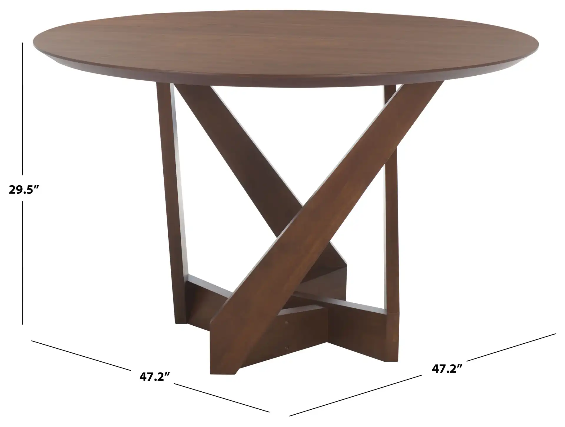 Hildabryna Round Wood Dining Table in Walnut, detail view