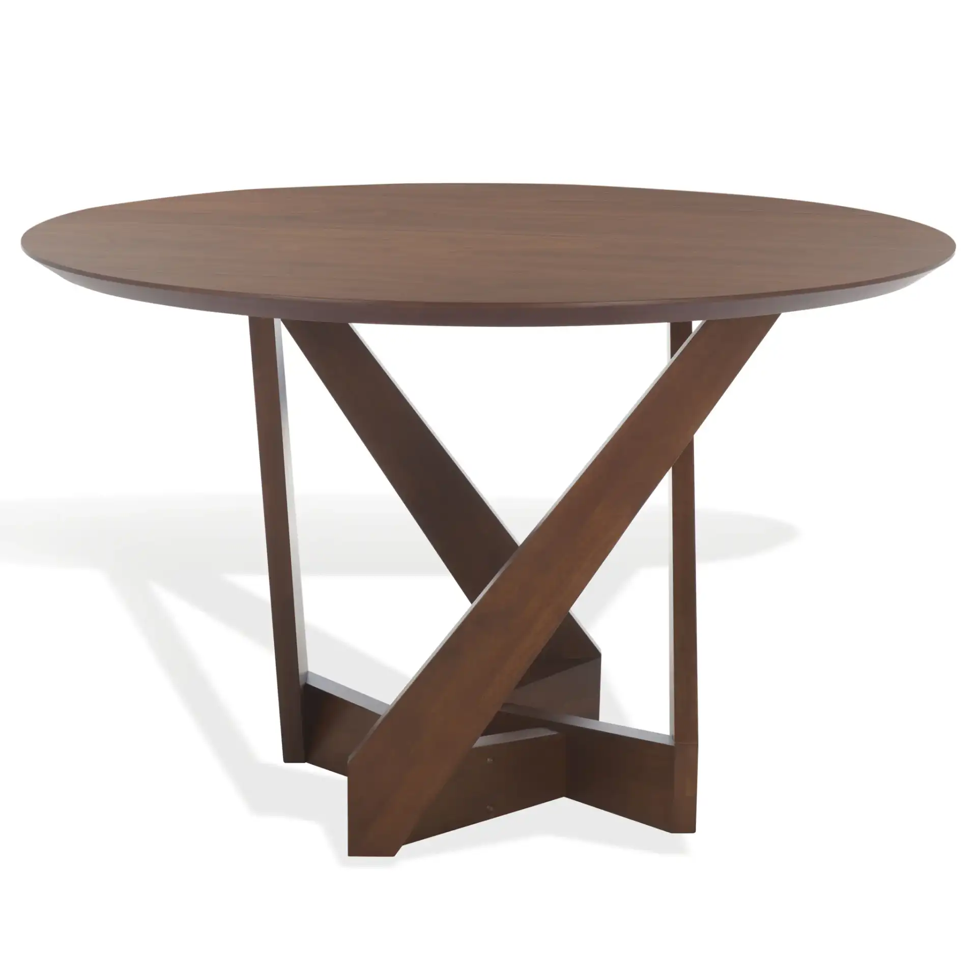 Hildabryna Round Wood Dining Table in Walnut, detail view