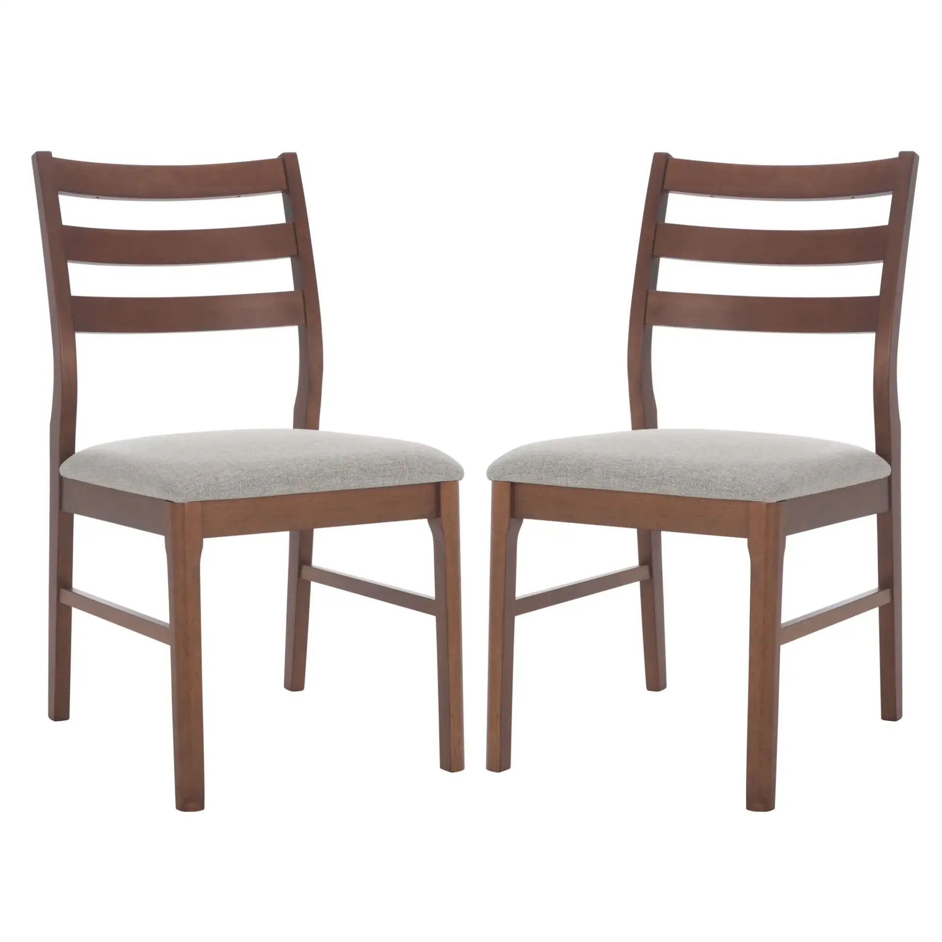 Leroux Ladder Back Dining Chair (Set of 2) in Walnut / Beige