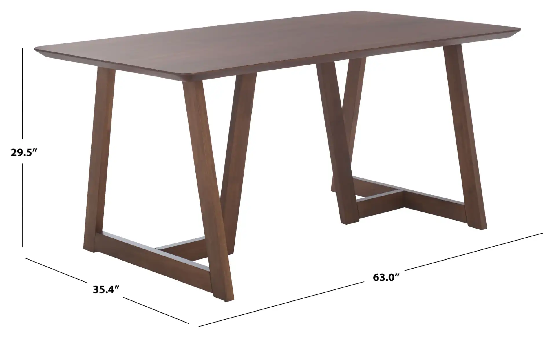 Leroux Rectangular Wood Dining Table in Walnut, detail view