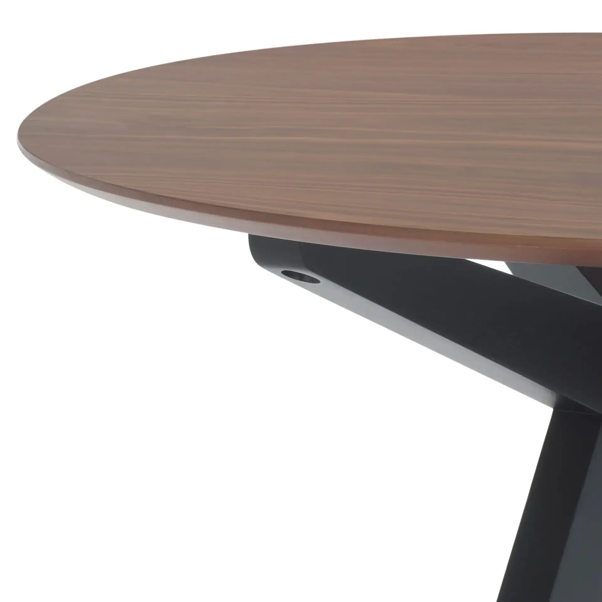 Rhonda Round Wood Dining Table in Walnut / Black in a styled room