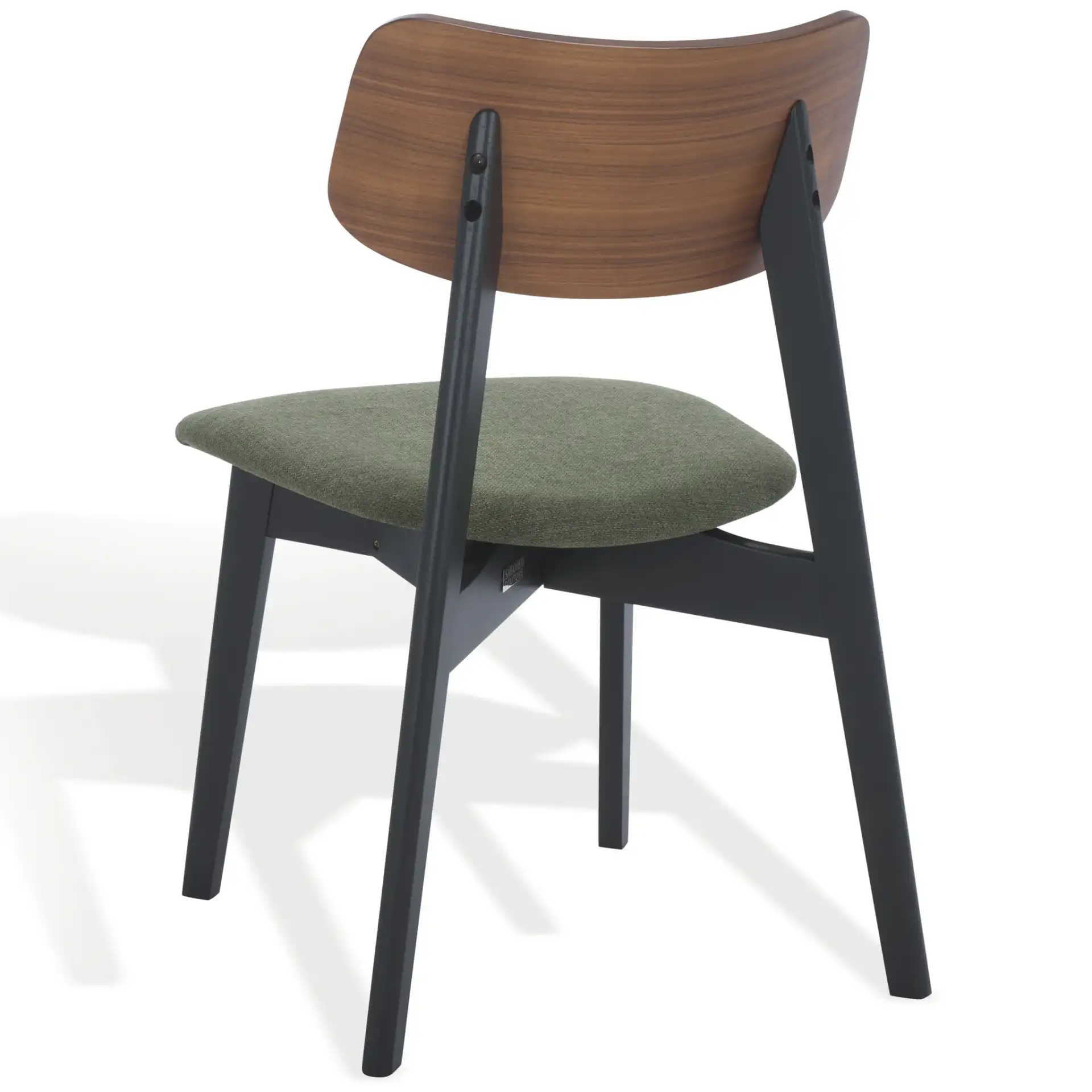 Divya Wood Dining Chair (Set of 2) in Walnut / Light Gray, detail view