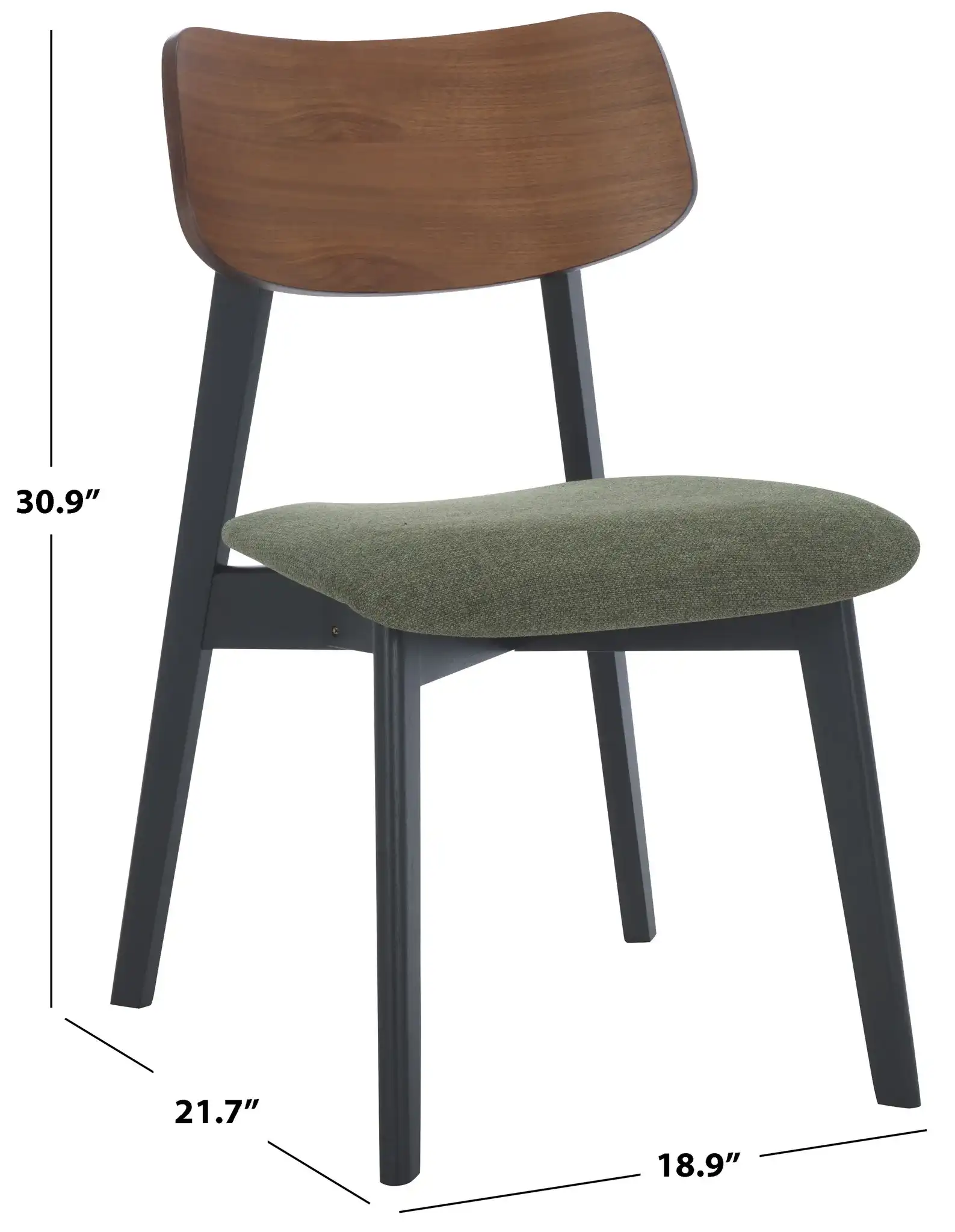 Divya Wood Dining Chair (Set of 2) in Walnut / Light Gray, detail view