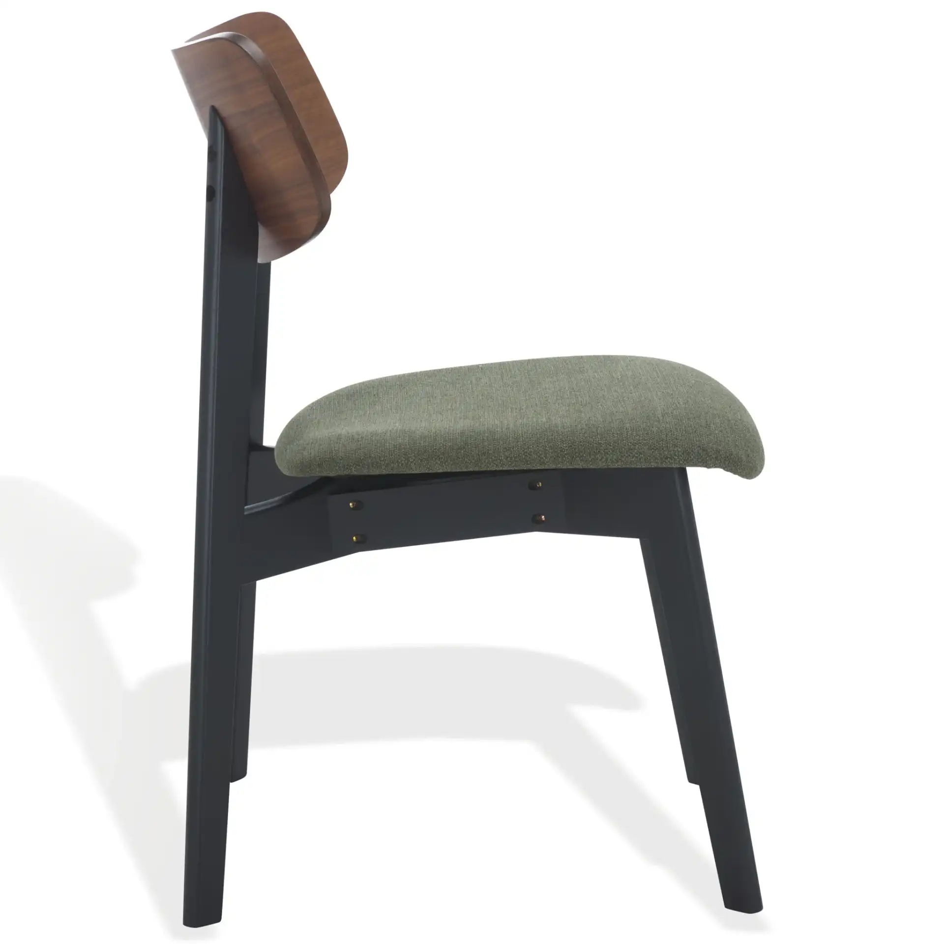 Divya Wood Dining Chair (Set of 2) in Walnut / Light Gray, detail view