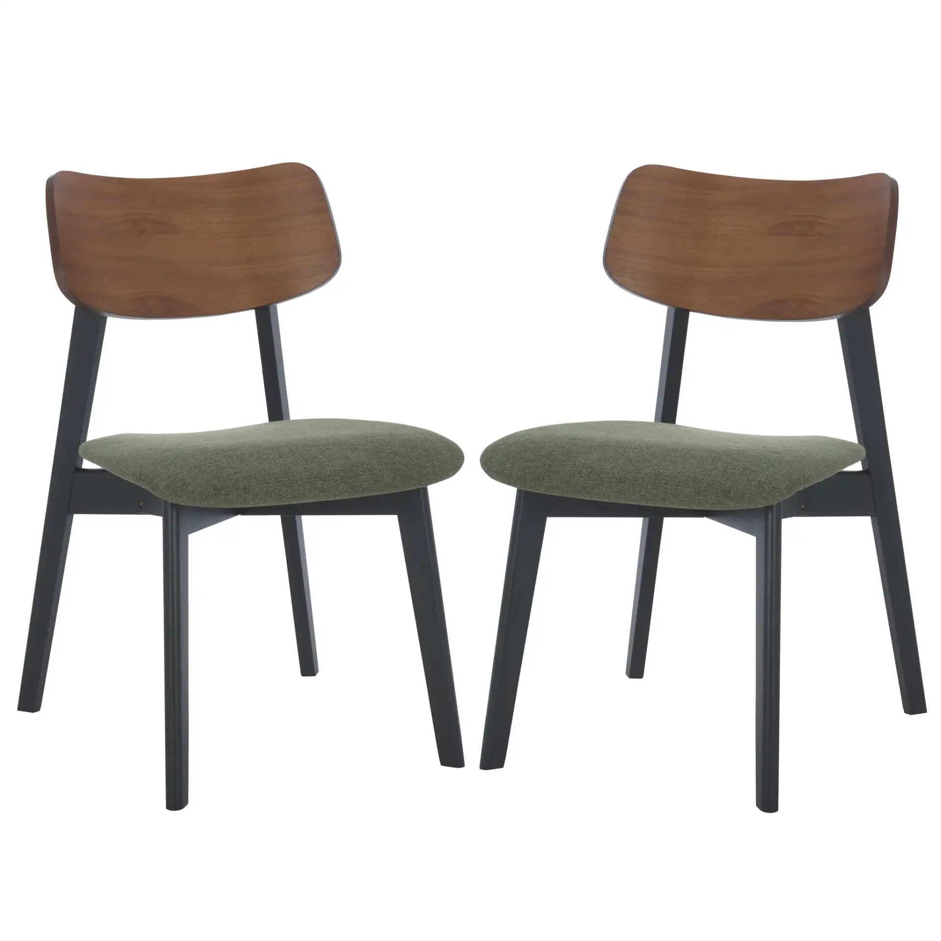 Divya Wood Dining Chair (Set of 2) in Walnut / Light Gray, detail view