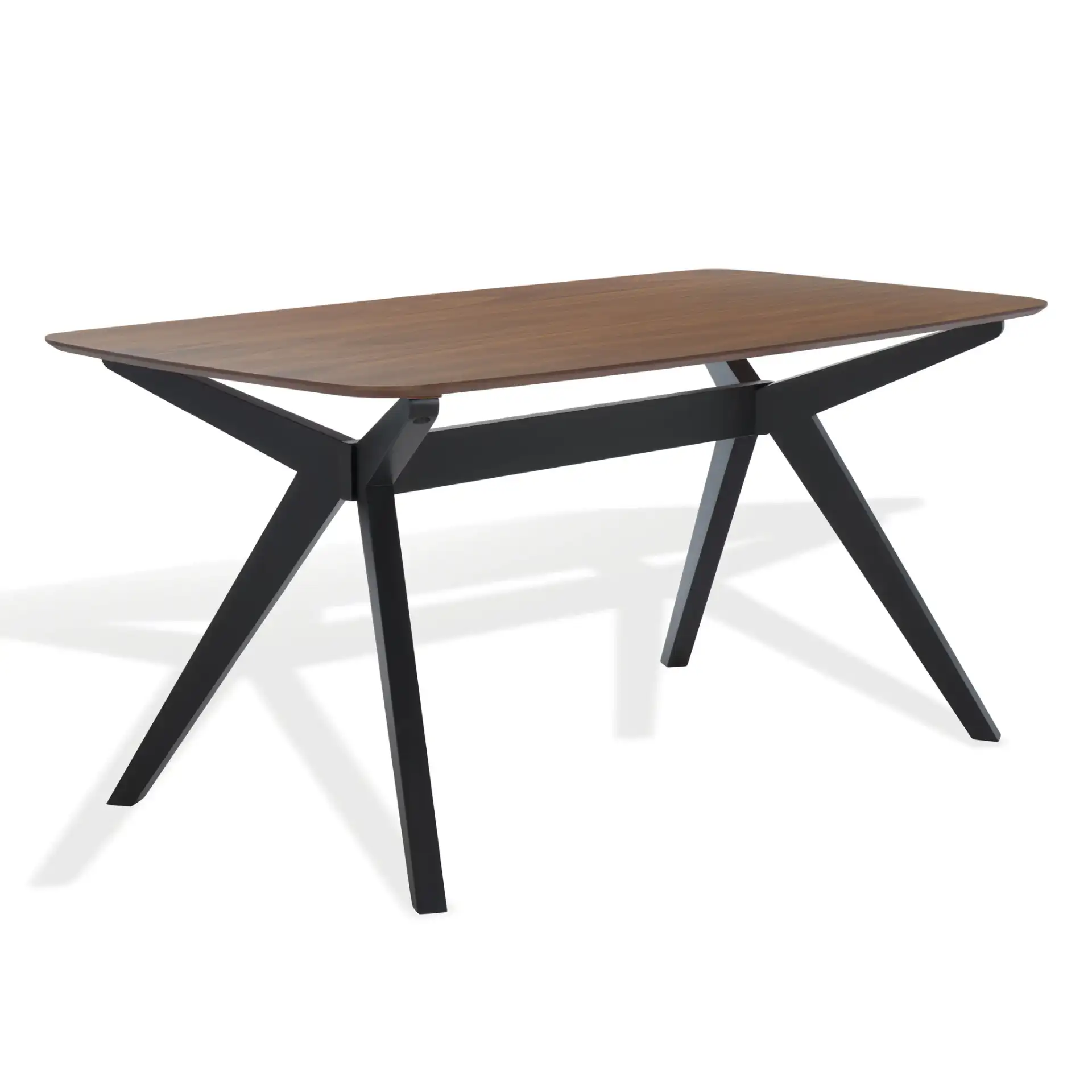 Divya Rectangular Wood Dining Table in Walnut / Black, detail view