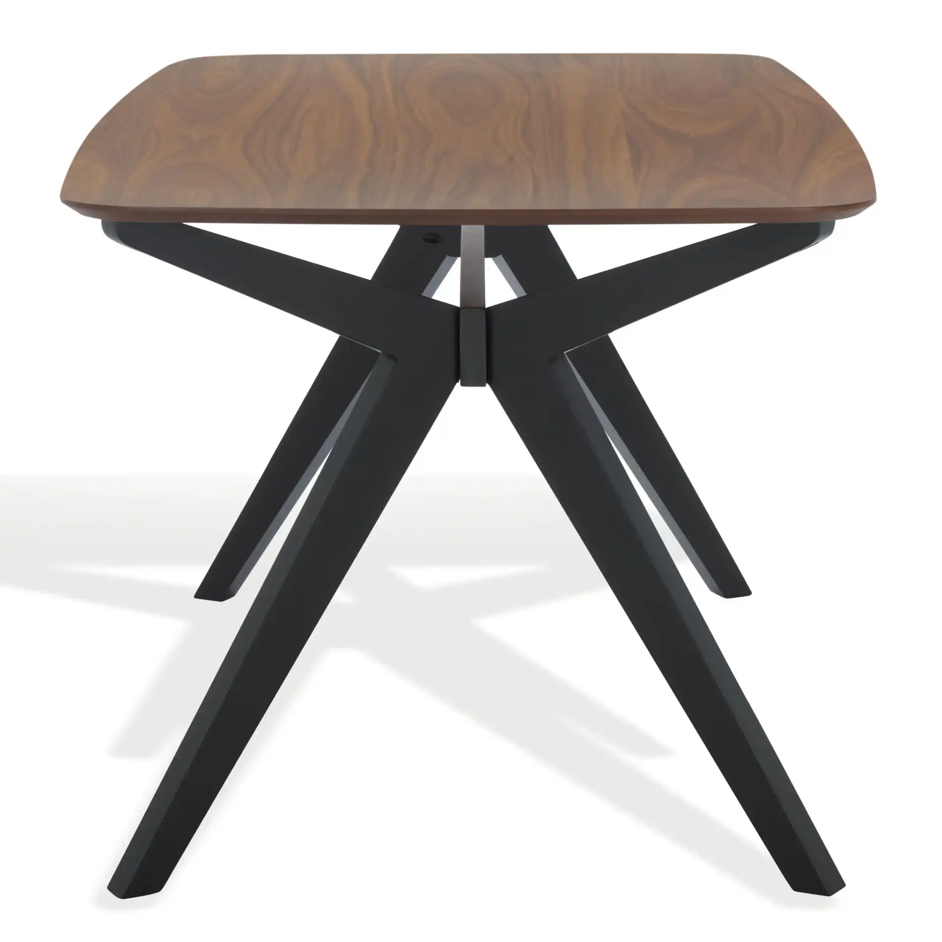 Divya Rectangular Wood Dining Table in Walnut / Black, detail view