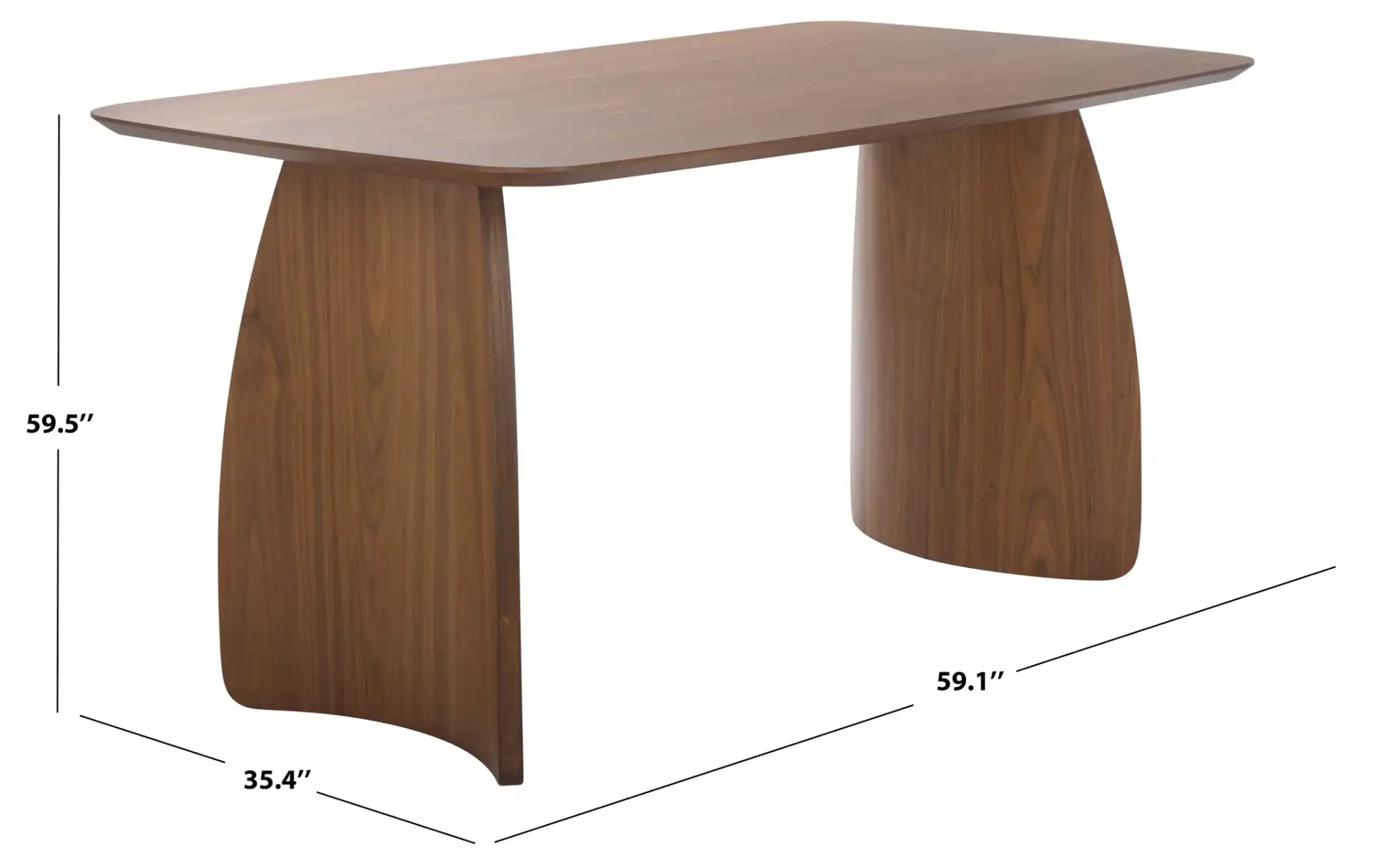 Kayleen Rectangular Wood Dining Table in Walnut, detail view