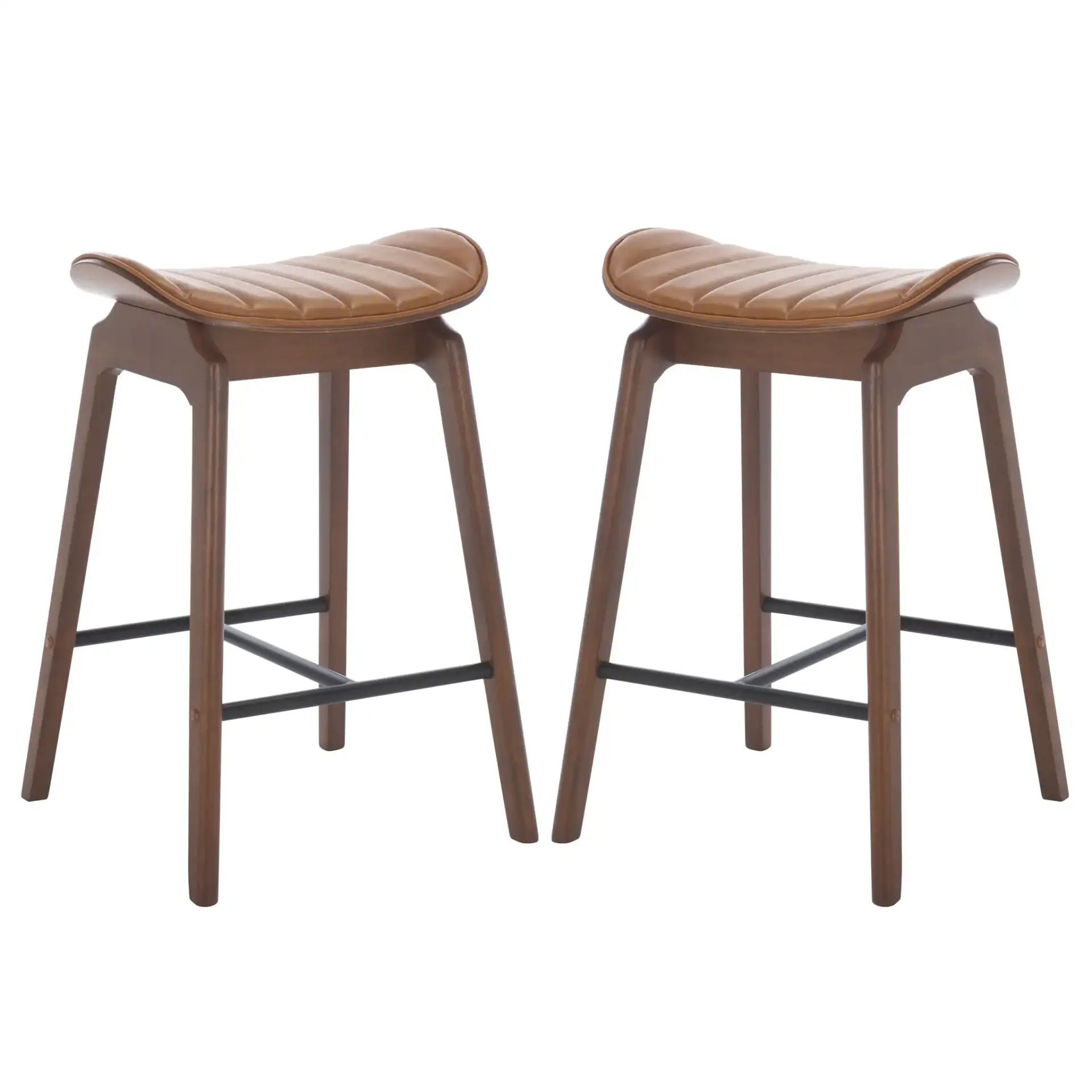 Elline Wood Counter Stool (Set of 2) in Black / Brown