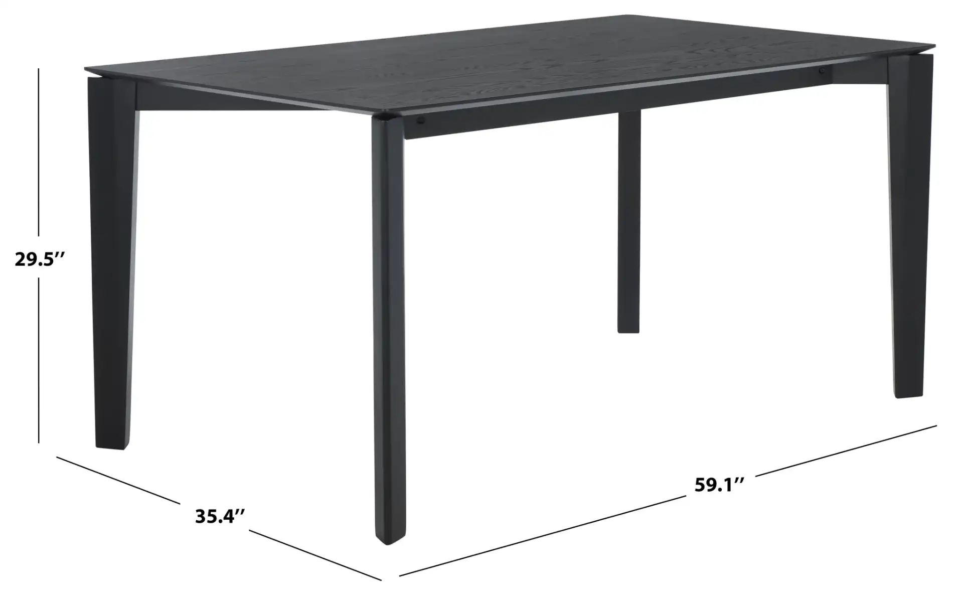 Alyssamarie Wood Dining Table in Black, detail view