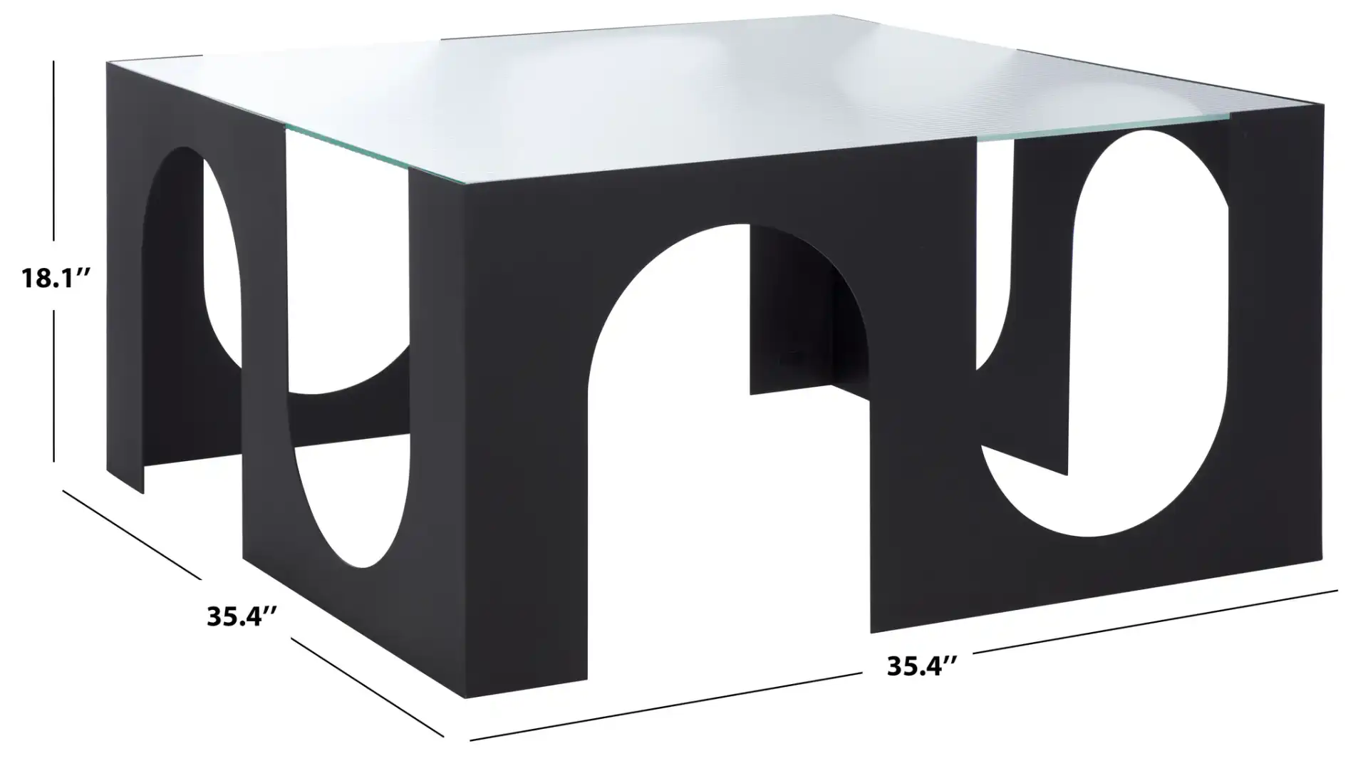 Brayberry Metal Coffee Table in Black / Clear, detail view