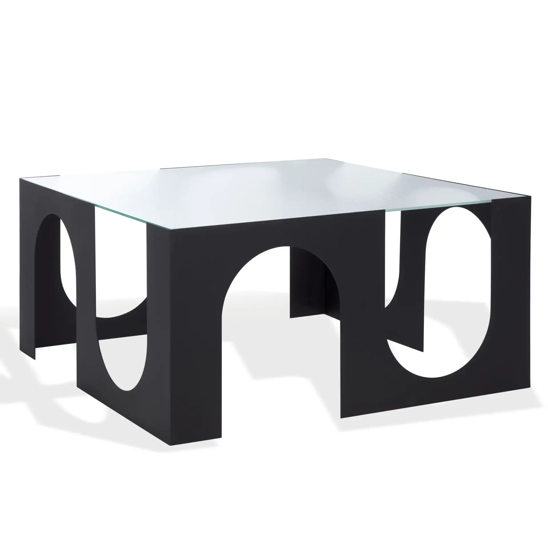 Brayberry Metal Coffee Table in Black / Clear, detail view