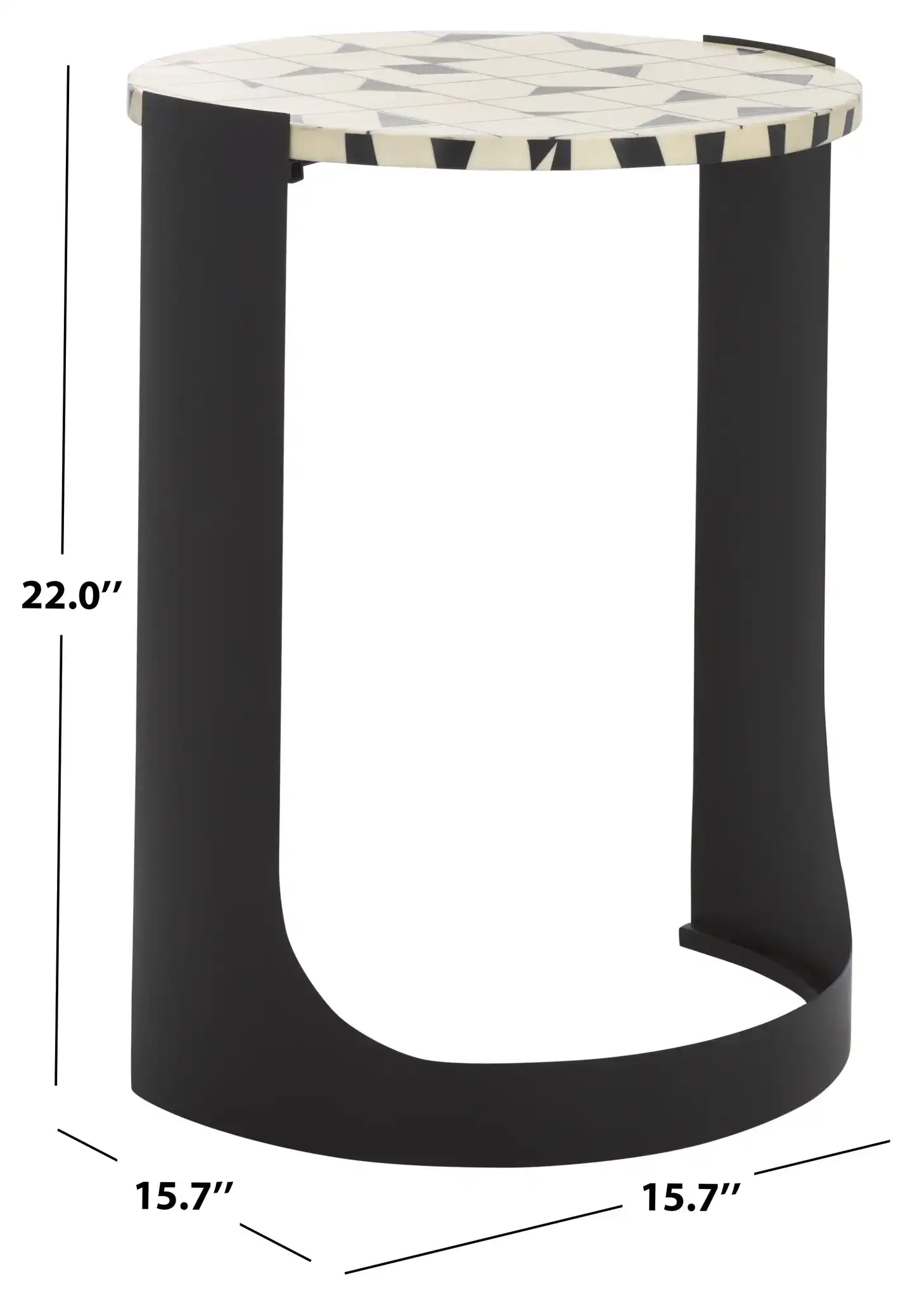 Tomlinson Resin Top Accent Table in Black / White, detail view