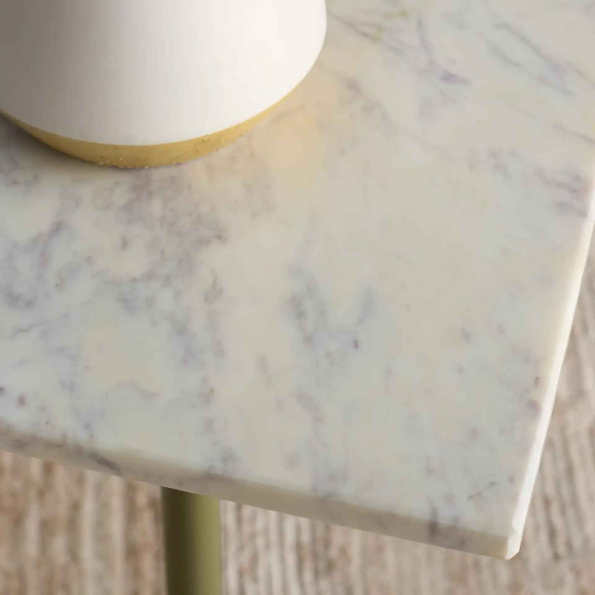 Albertelli Marble Drink Table in Olive Green / White in a styled room