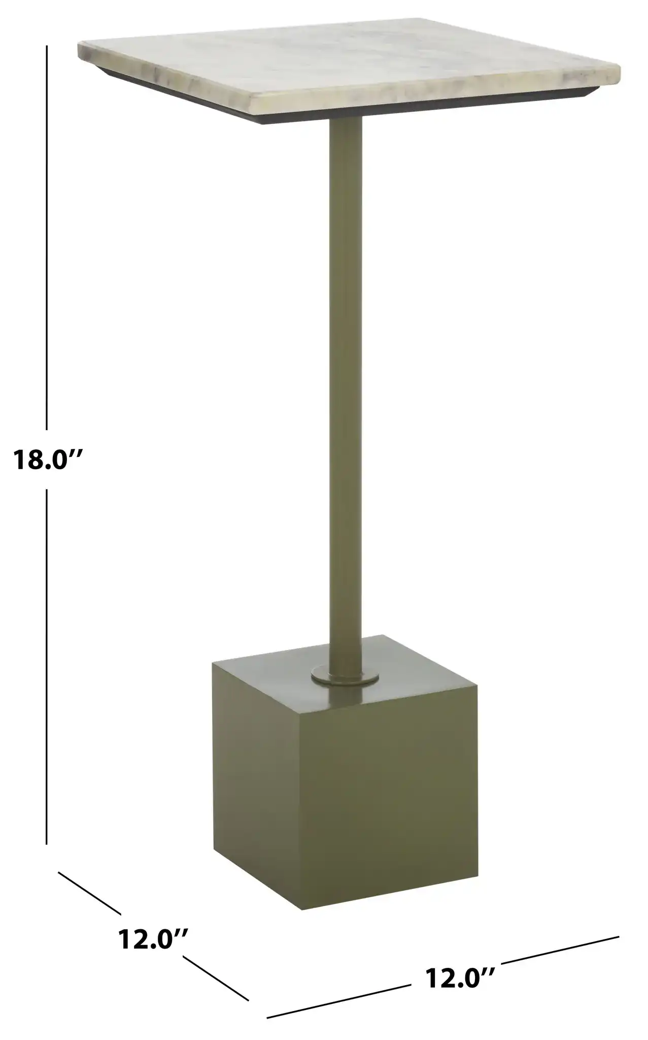 Albertelli Marble Drink Table in Olive Green / White, detail view