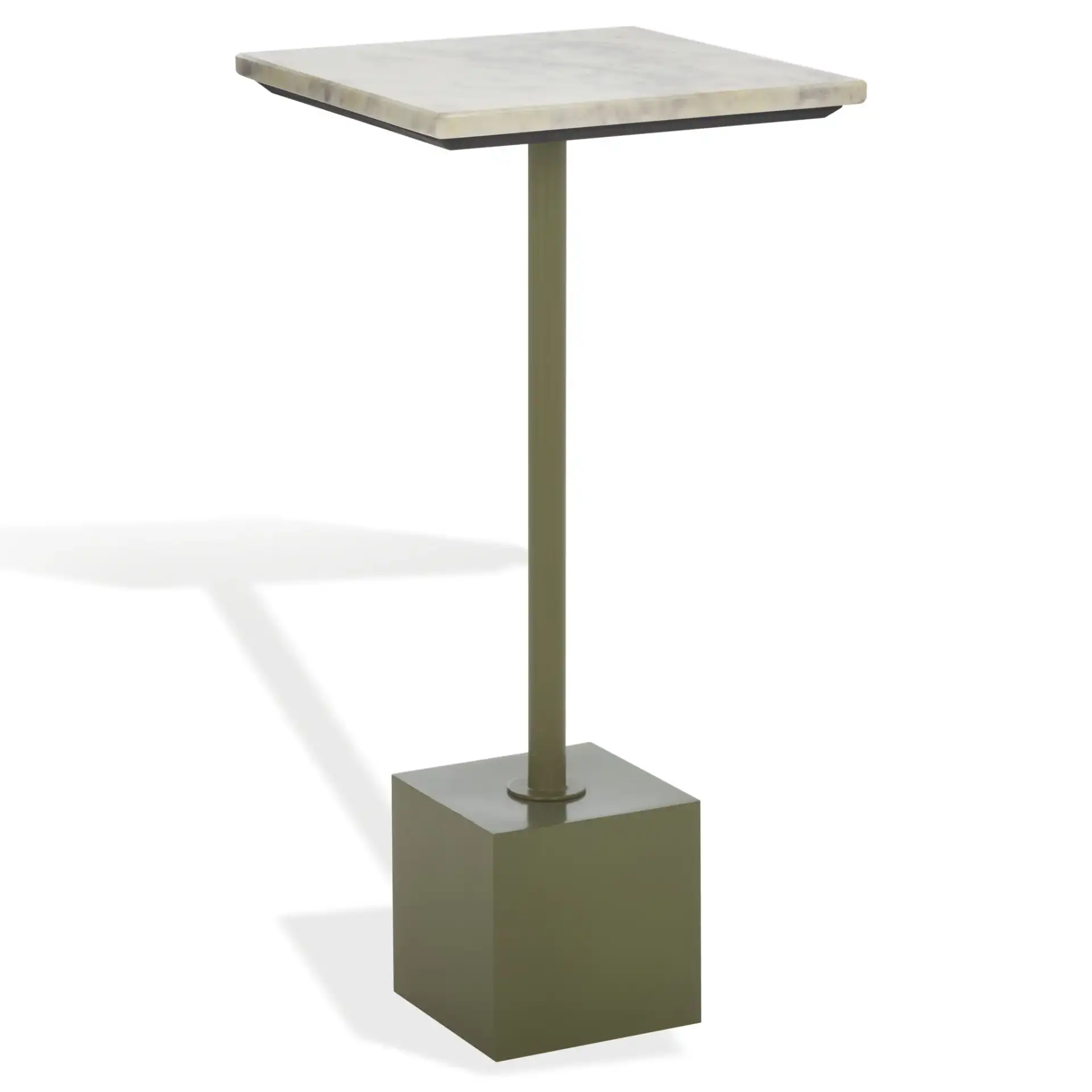 Albertelli Marble Drink Table in Olive Green / White, detail view