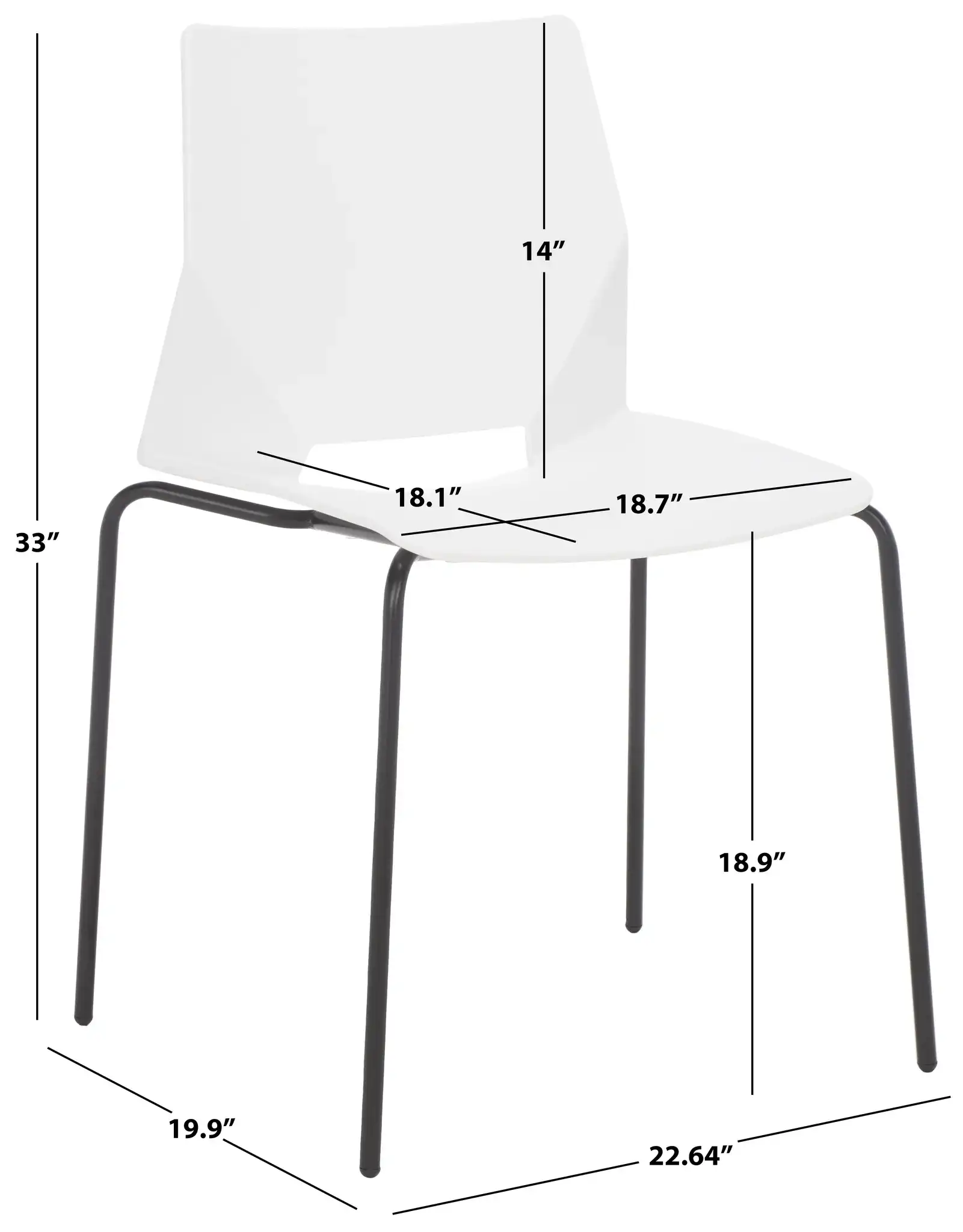 Nellie Molded Plastic Dining Chair (Set of 2) in Gray / Black, detail view