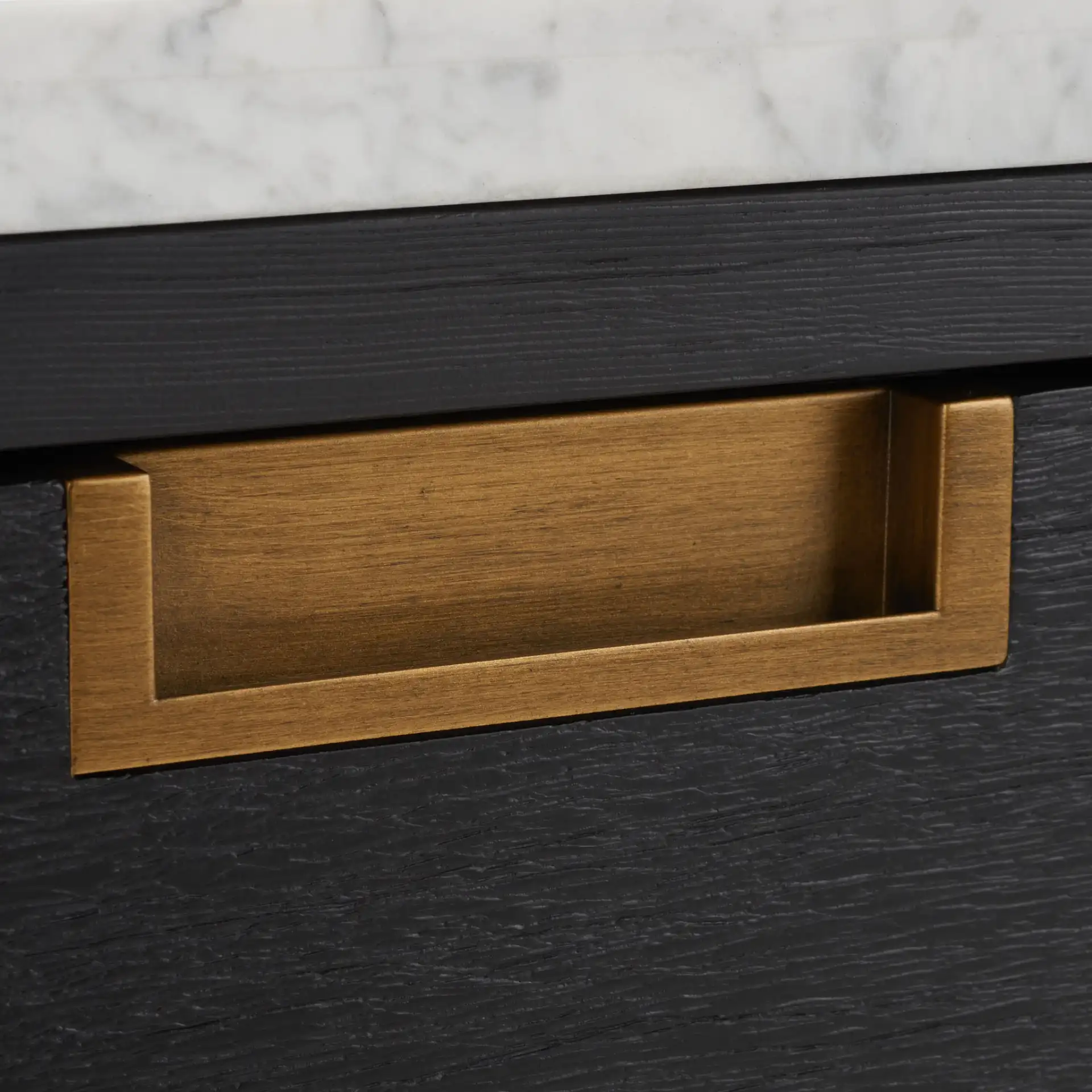 Adeline One-Drawer Nightstand in Black in a styled room