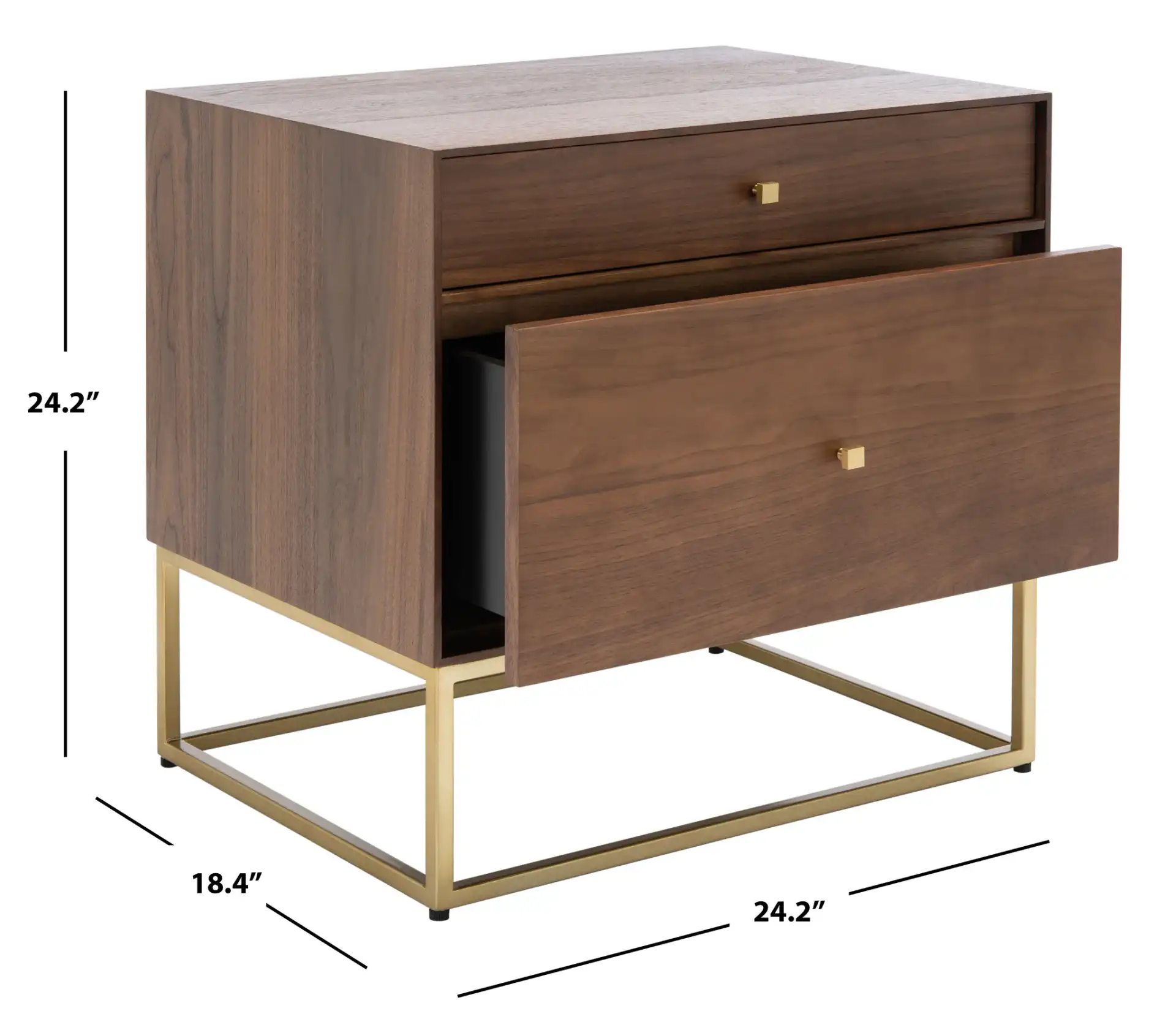 Adelyn Two-Drawer Nightstand in Charcoal / Gold, detail view