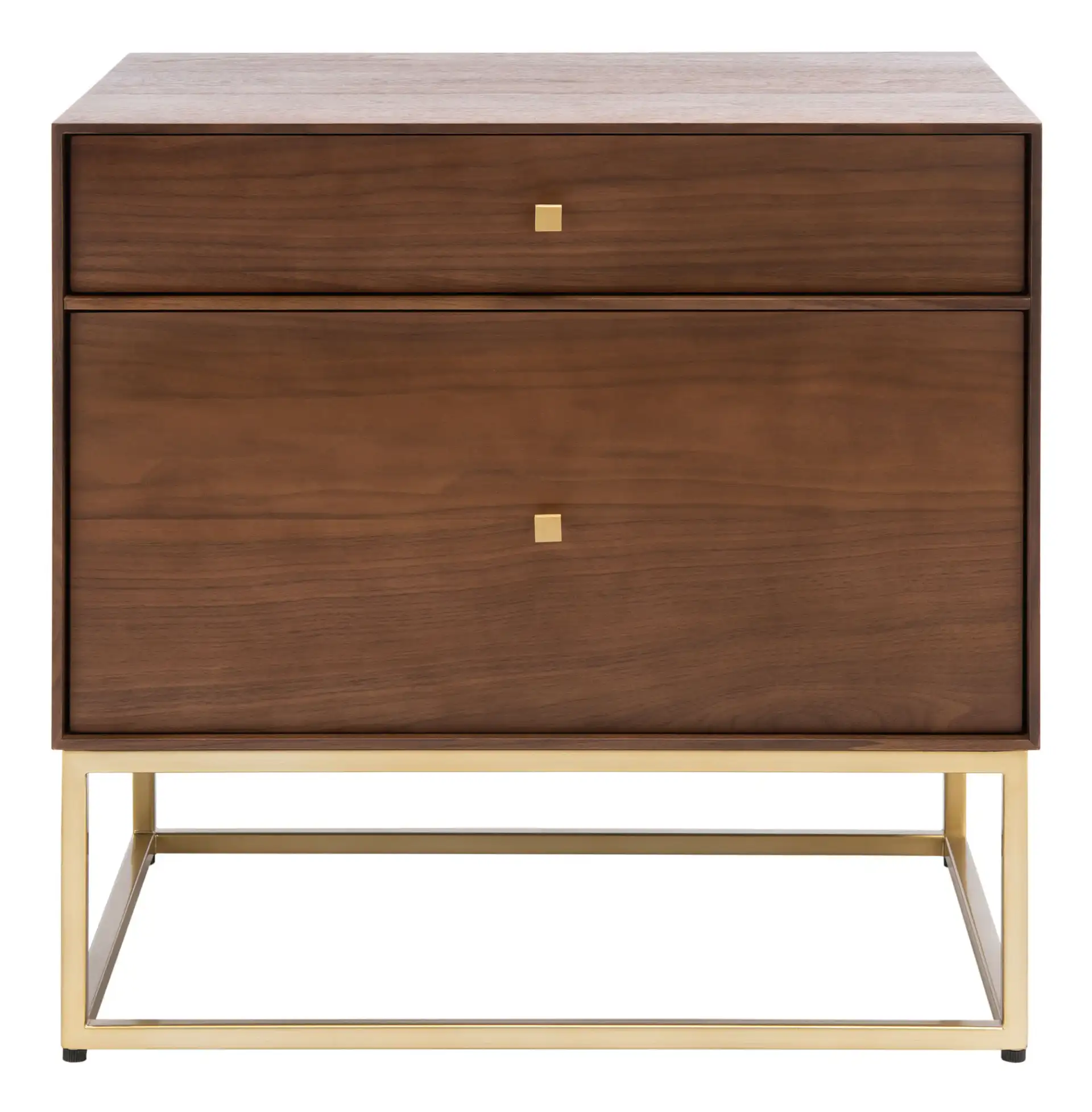 Adelyn Two-Drawer Nightstand in Charcoal / Gold