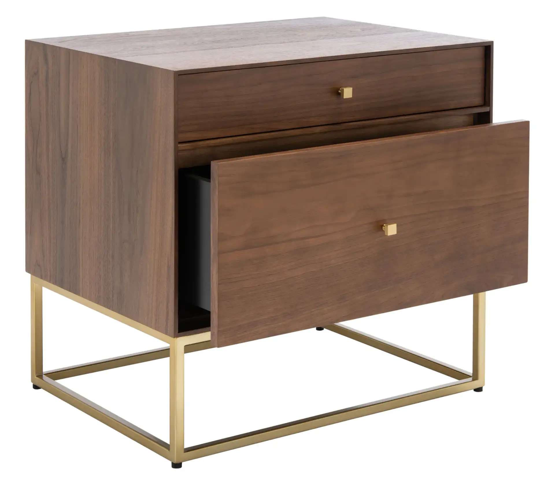 Adelyn Two-Drawer Nightstand in Charcoal / Gold, detail view