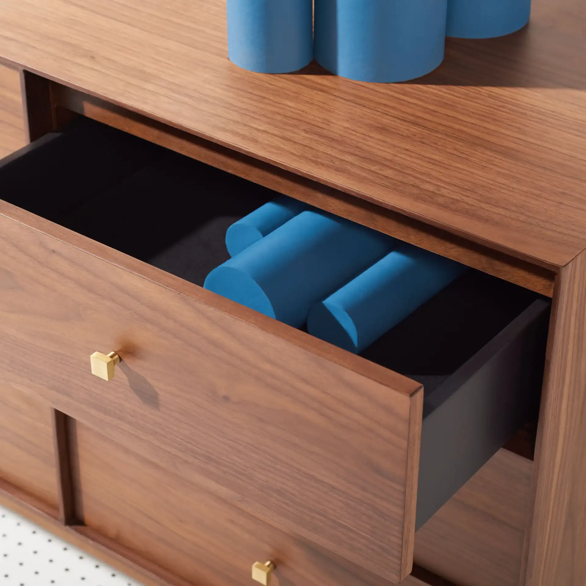Ever Six-Drawer Dresser in Walnut in a styled room