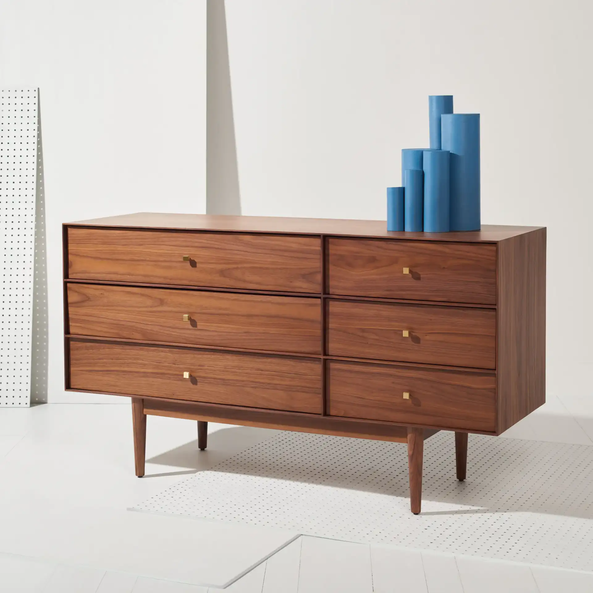 Ever Six-Drawer Dresser in Walnut in a styled room
