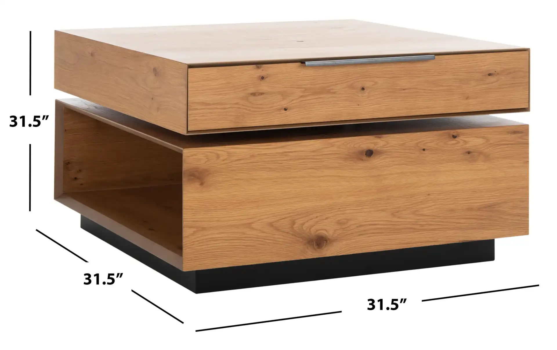 Geraldo Rotating Coffee Table in Oak, detail view