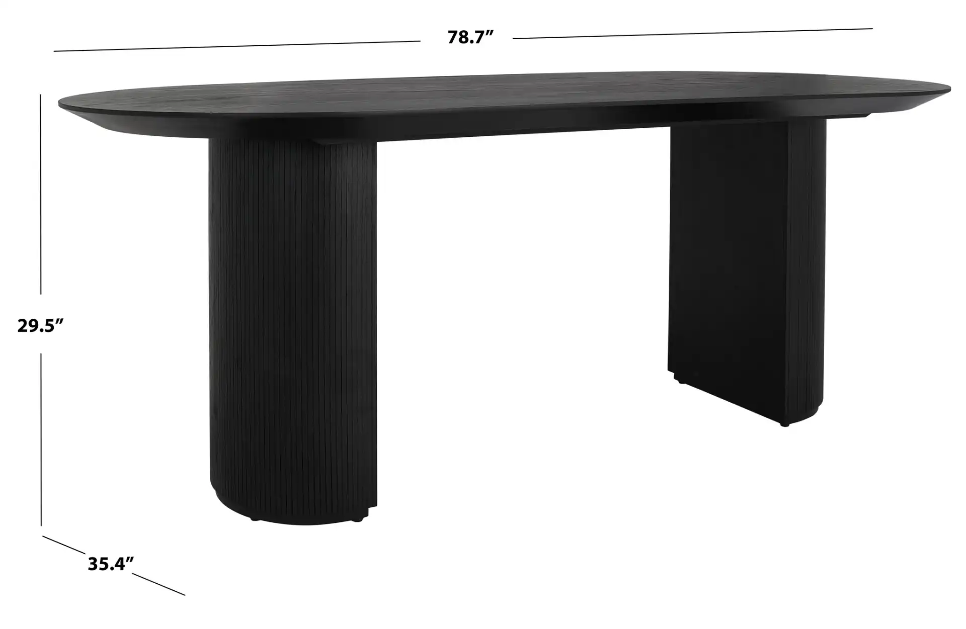 Barnett Wood 78.7 Dining Table in Black, detail view