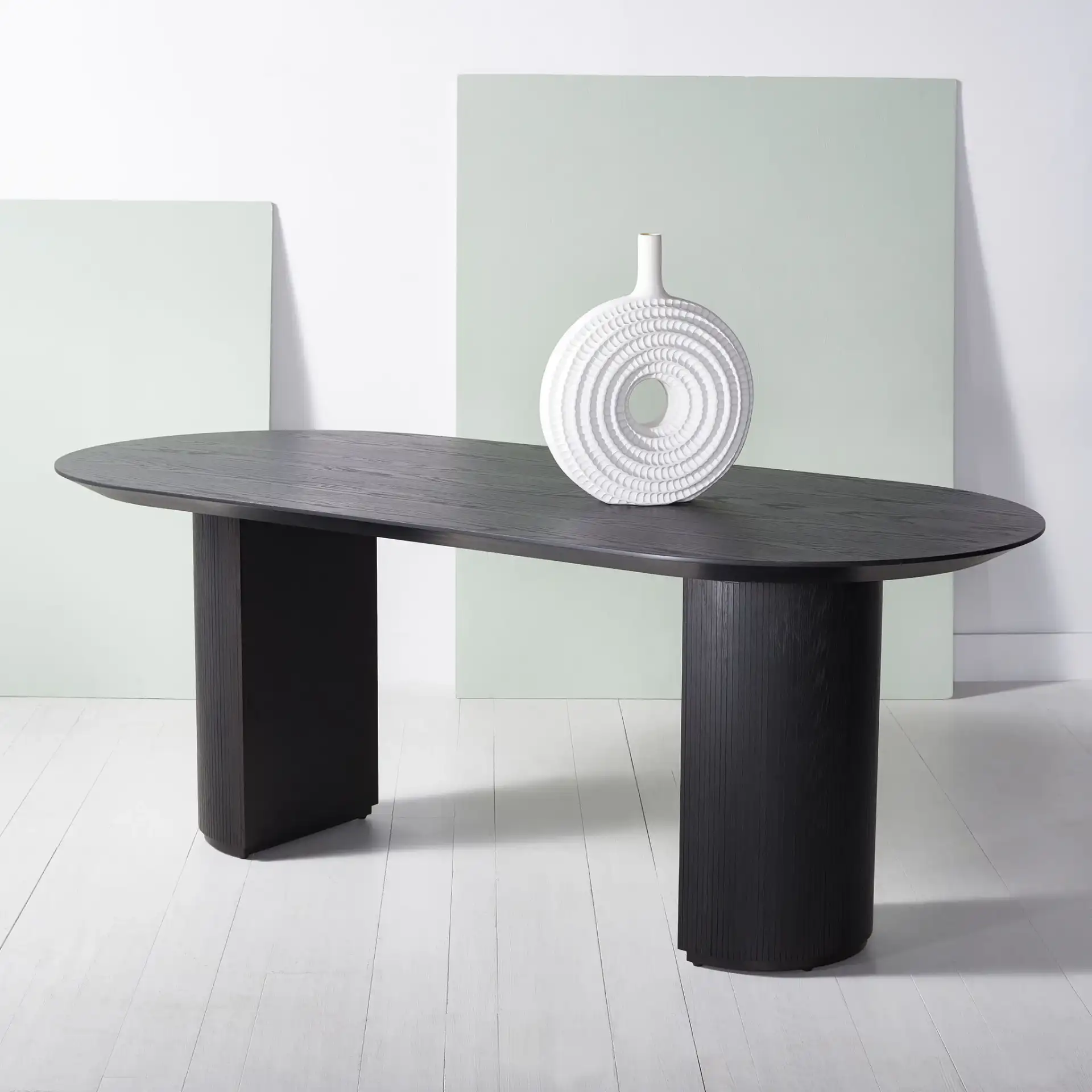 Barnett Wood 78.7 Dining Table in Black in a styled room